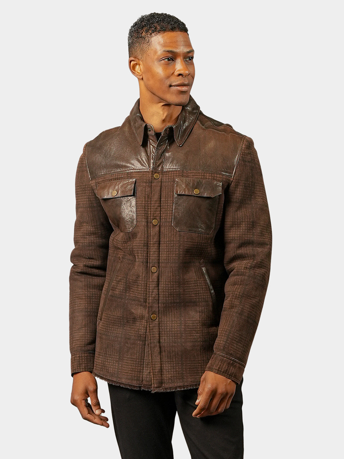 Man's Shearling Lamb Jacket with Leather Trim