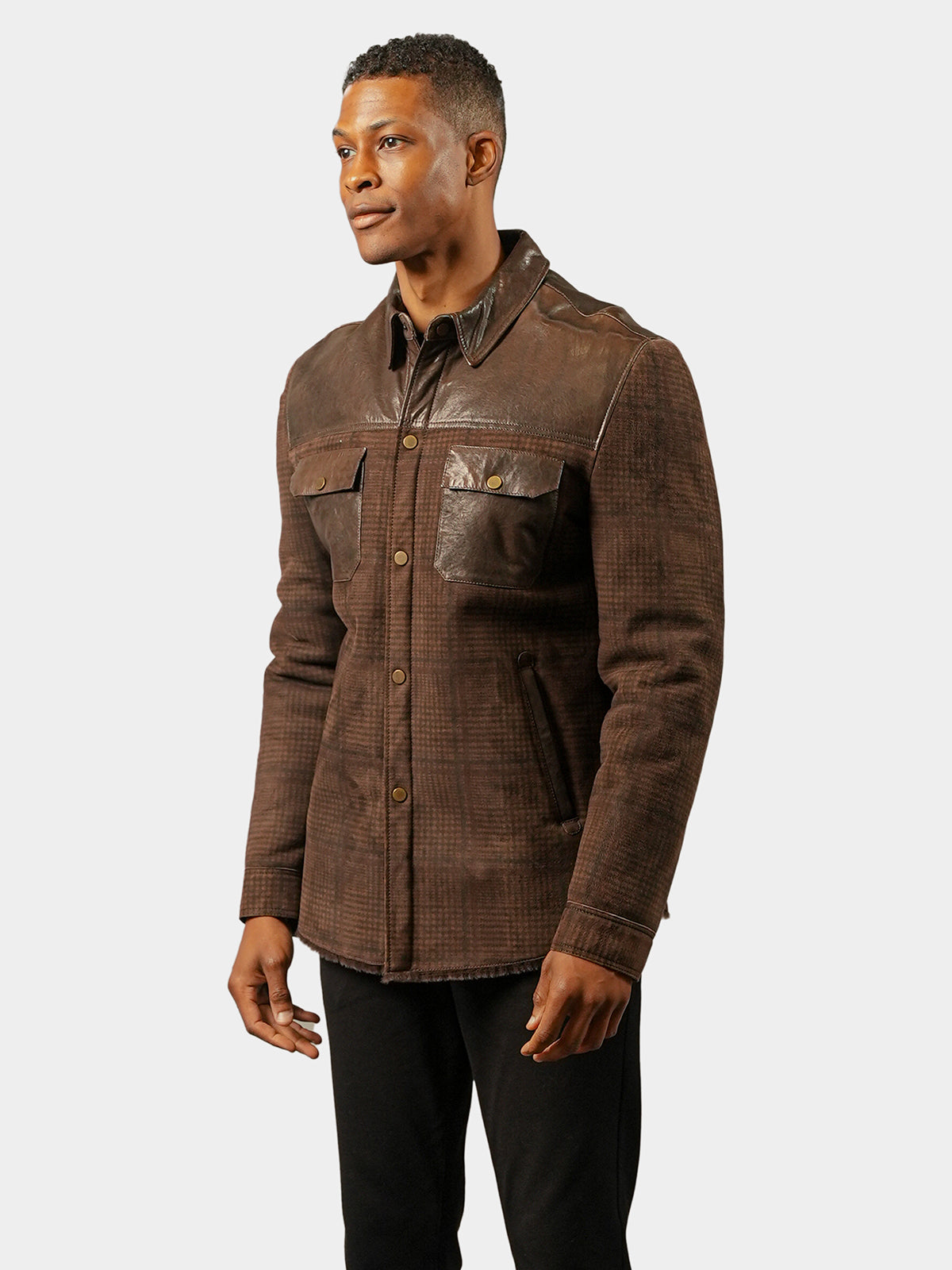 Man's Shearling Lamb Jacket with Leather Trim