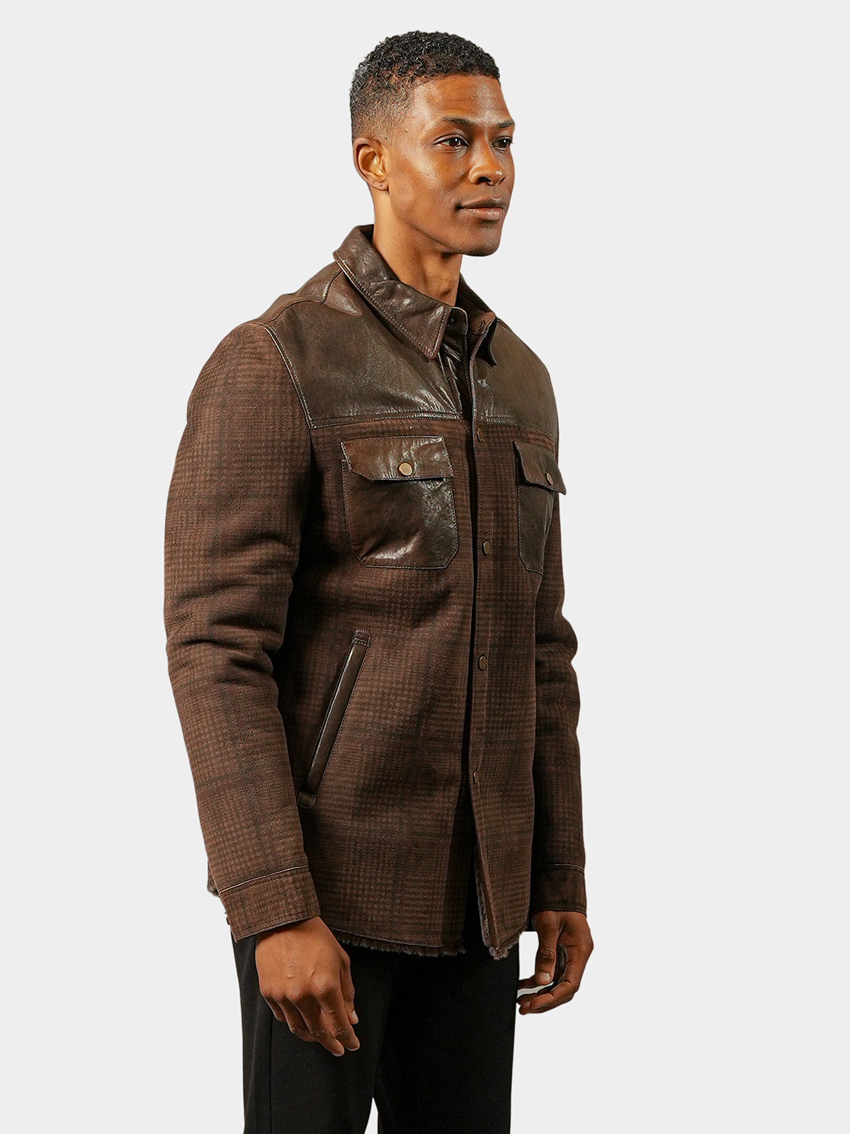 Man's Shearling Lamb Jacket with Leather Trim