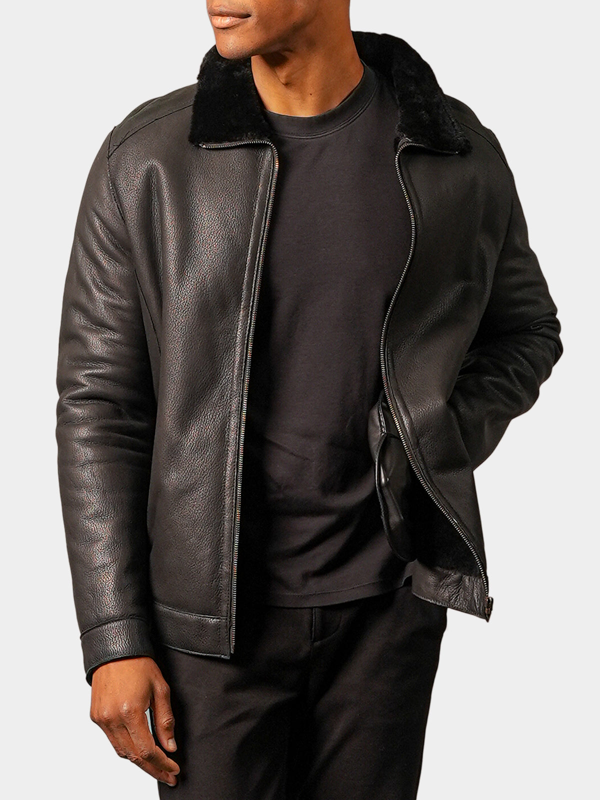 Man's Black Shearling Lamb Jacket