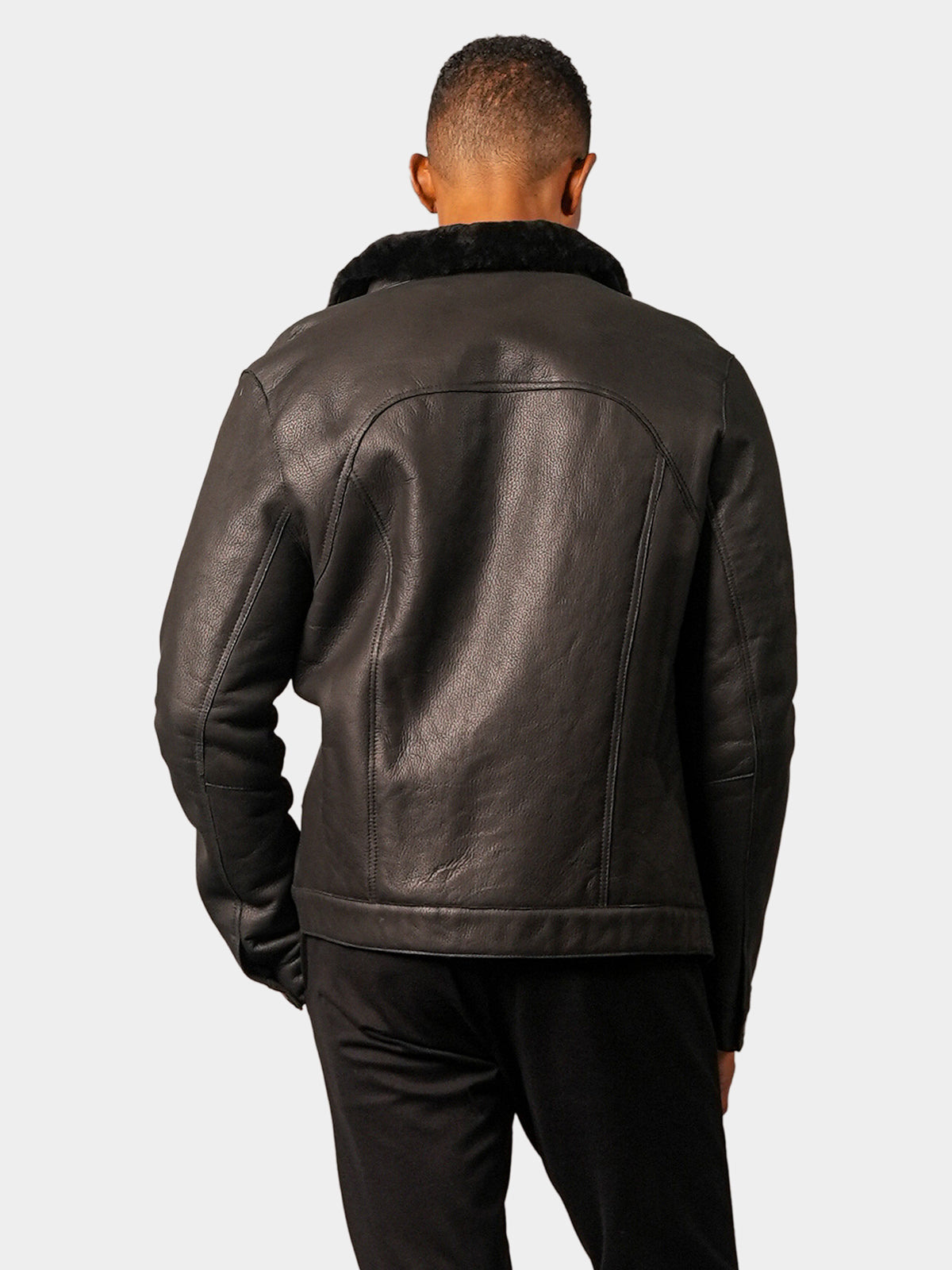 Man's Black Shearling Lamb Jacket