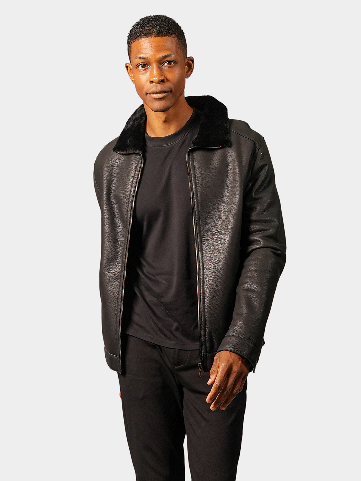 Man's Black Shearling Lamb Jacket