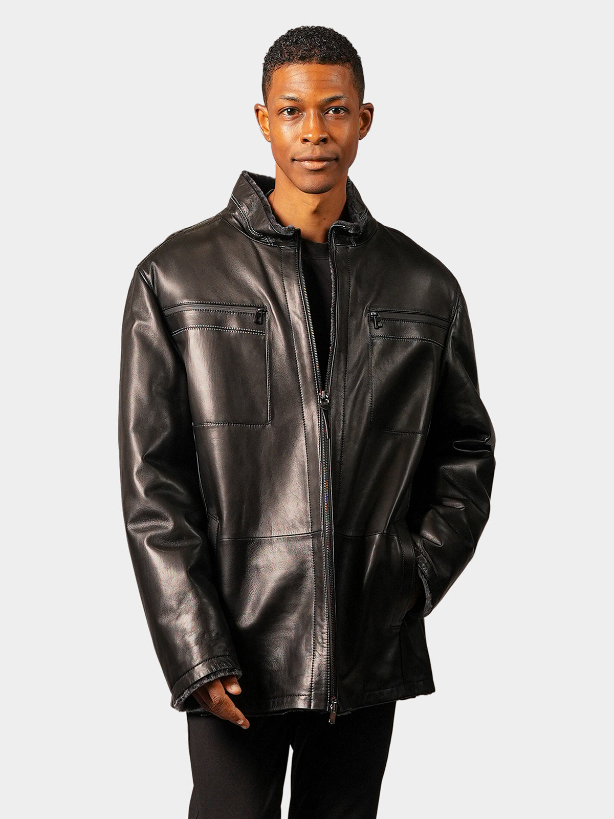 Man's Leather with Lined Shearling Lamb