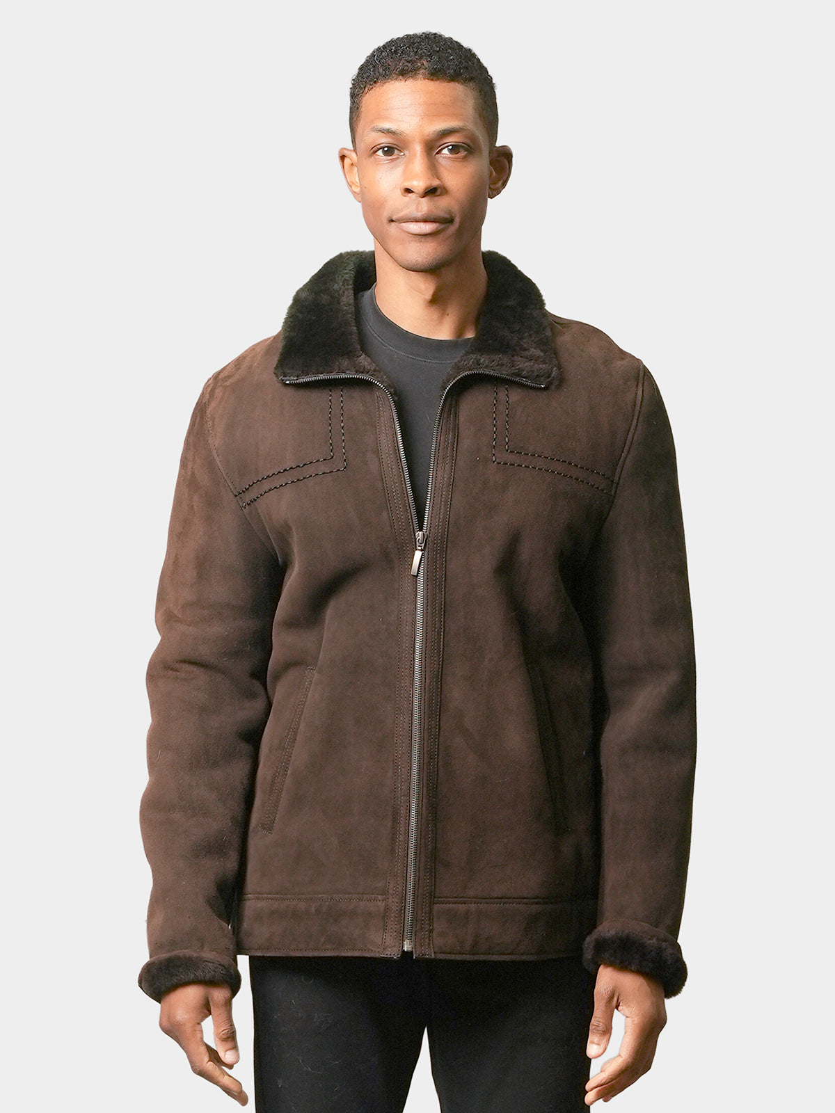 Men's Brown Shearling Lamb Jacket