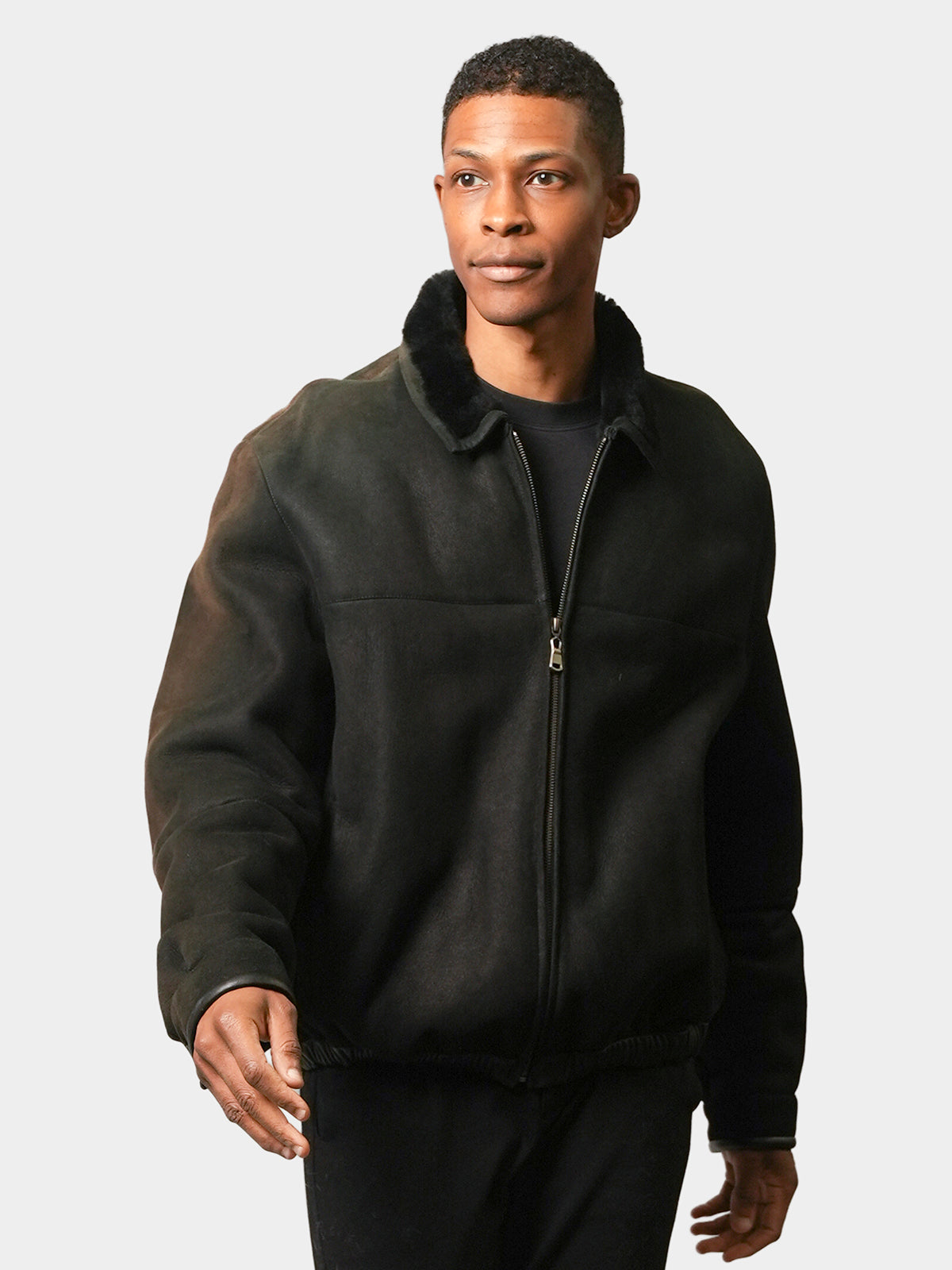 Man's Black Shearling Lamb Jacket
