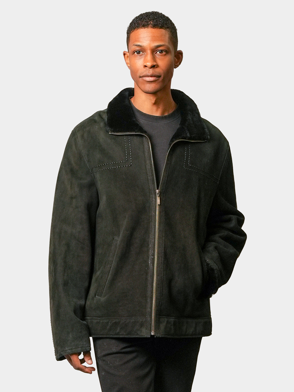 Man's Black Shearling Lamb Jacket