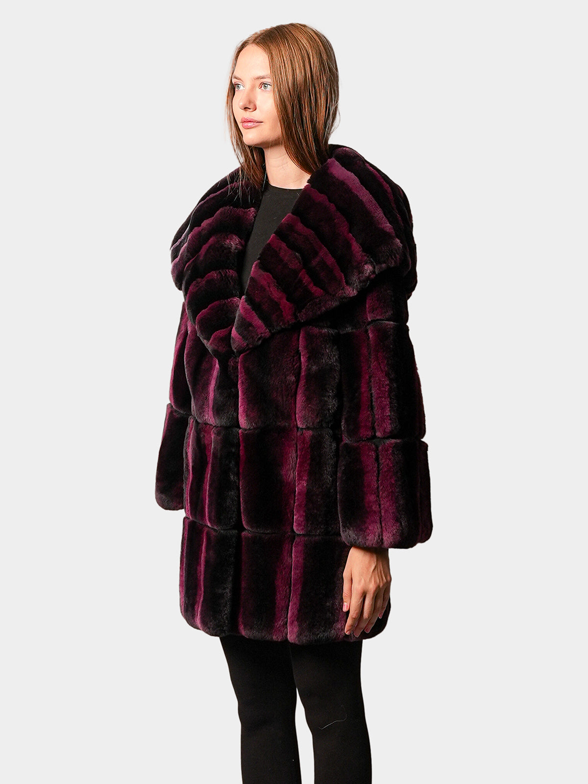 Women's Burgundy Rex Rabbit Stroller