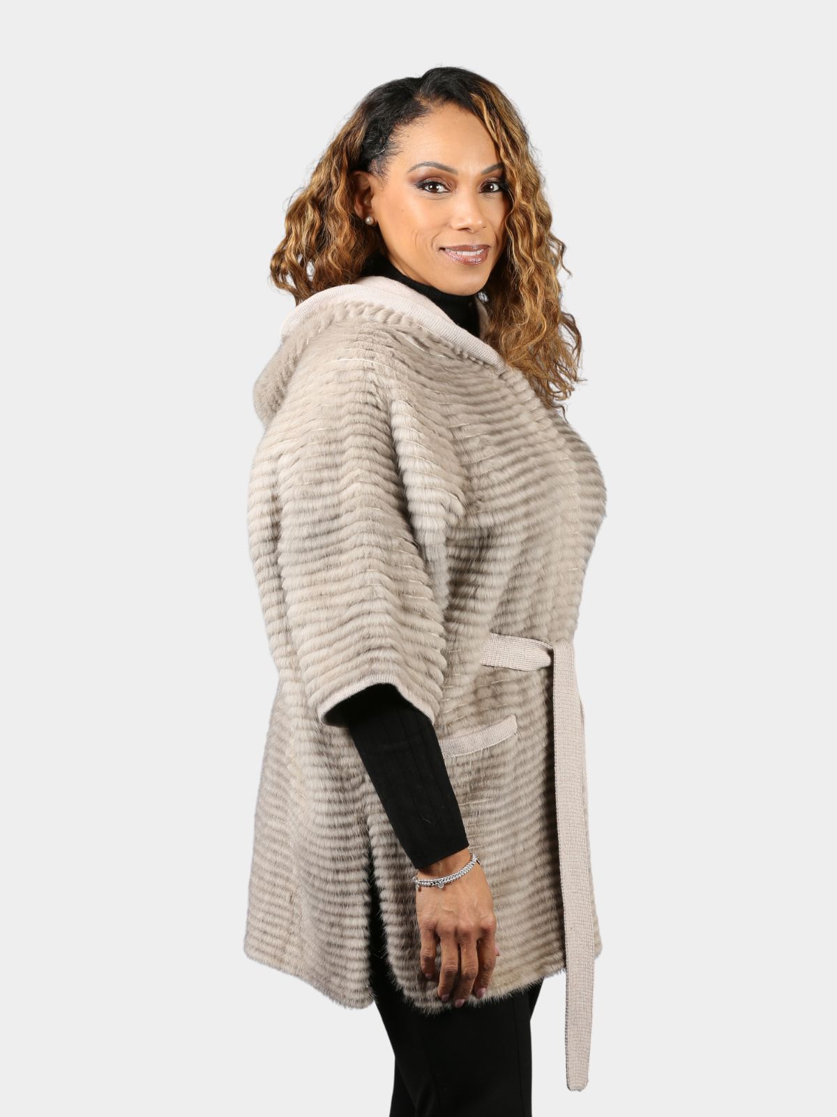 Women's Grey Mink Fur Stroller