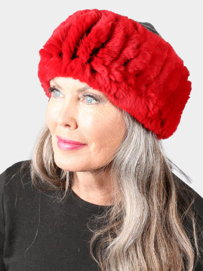 Woman's Red Rex Rabbit Fur Headband
