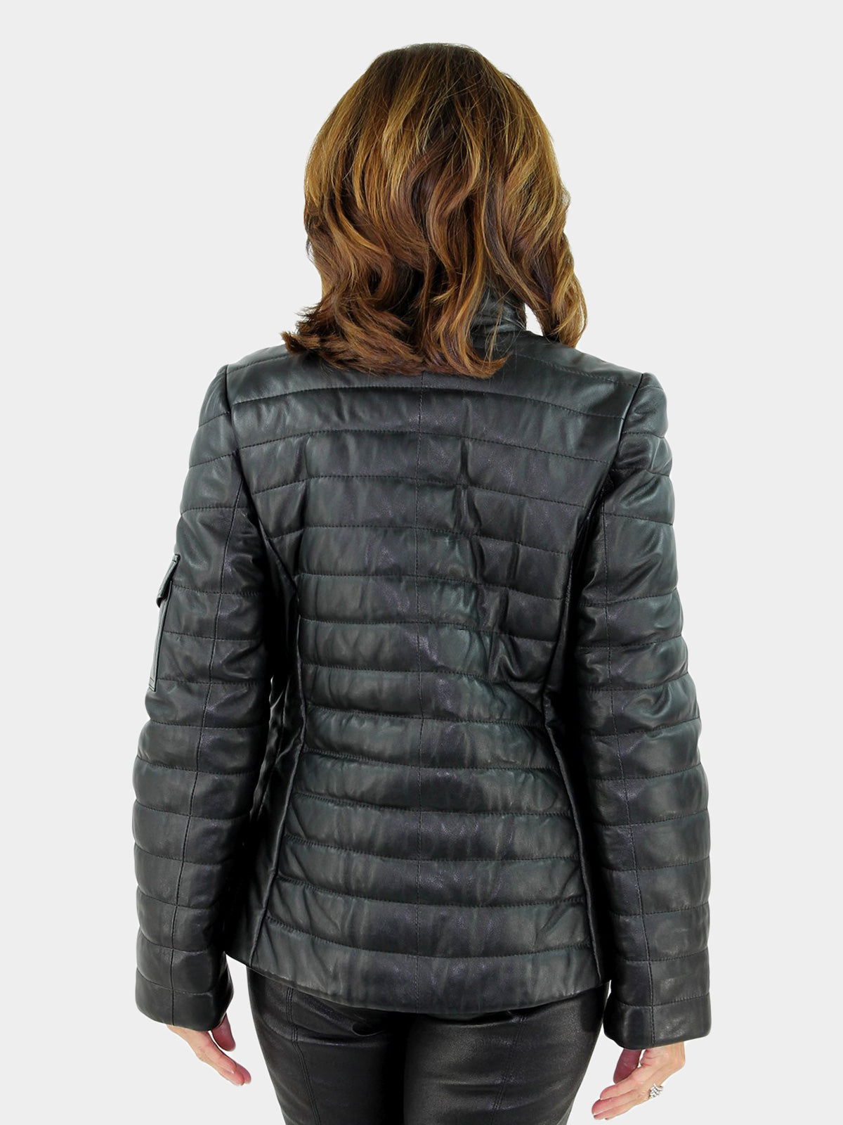 Women's Black Lash Leather Zipper Jacket