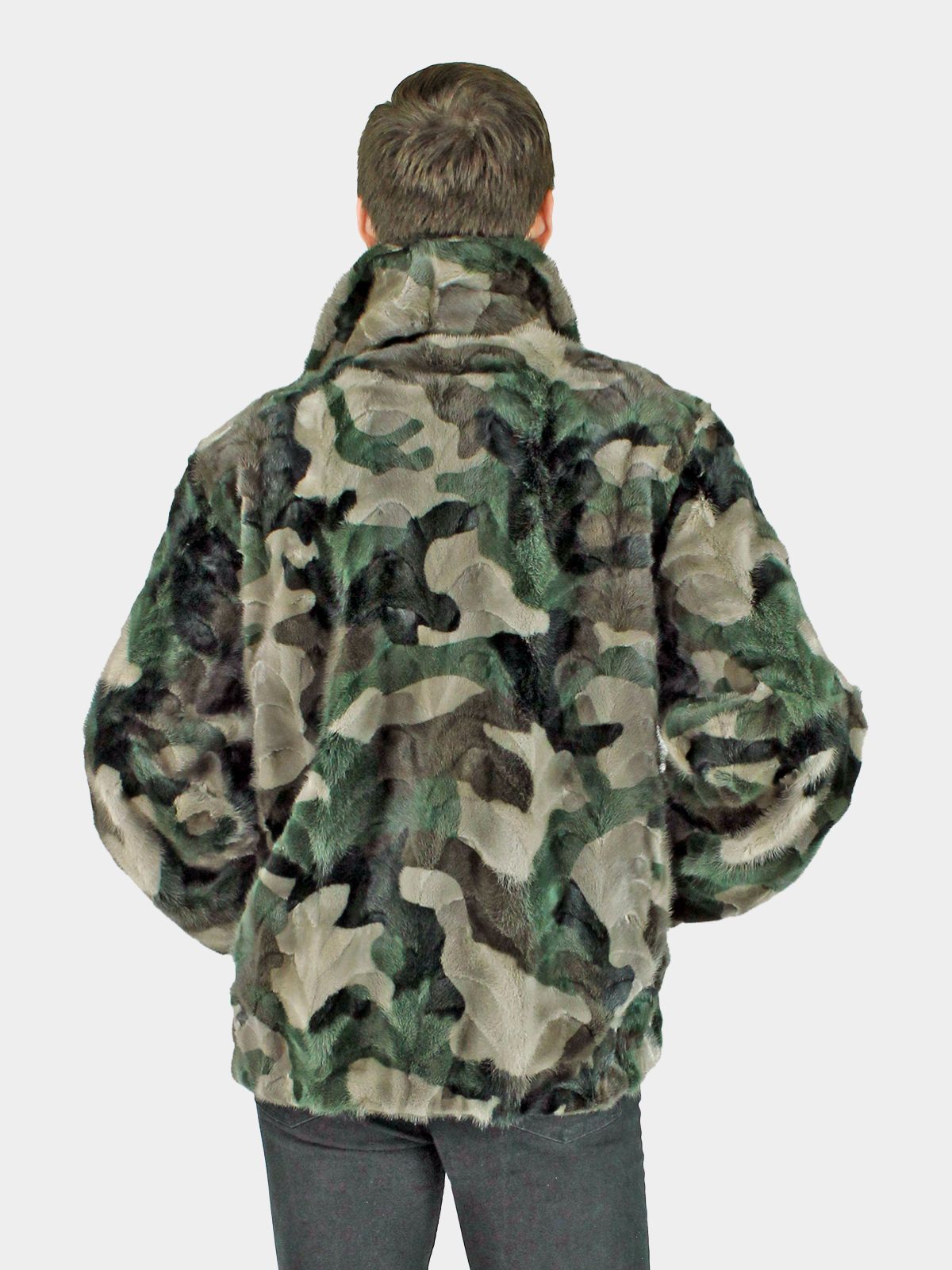 Men's Camo Mink Fur Section Jacket