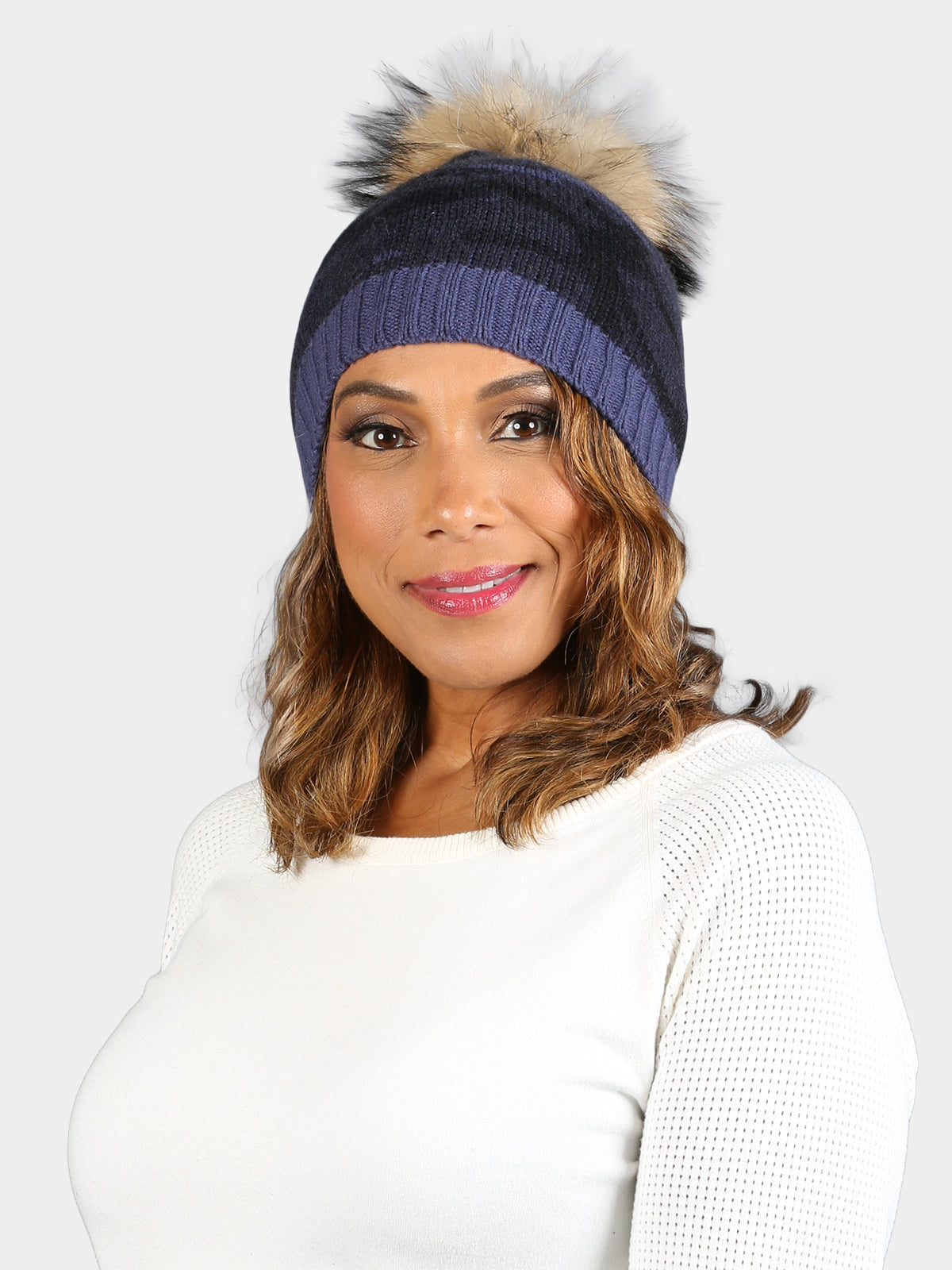 Women's Navy Cashmere Camo Hat