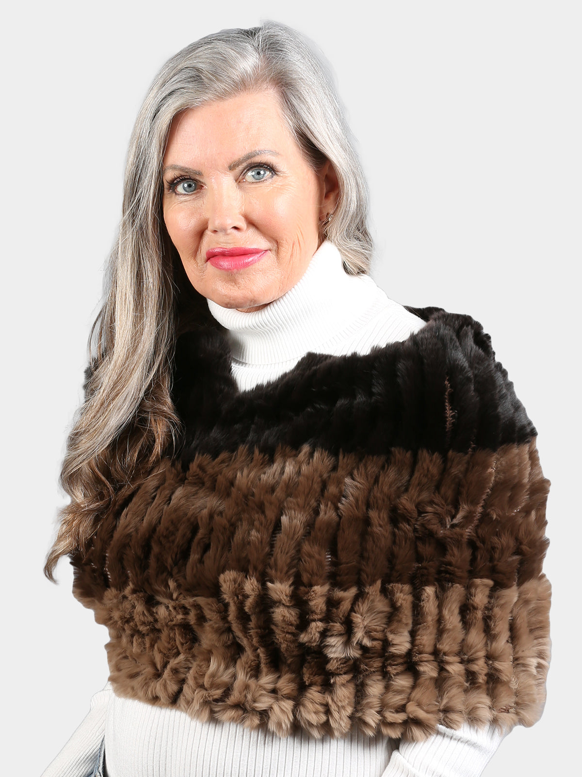 Women's Brown Knited Rex Rabbit Fur Choker