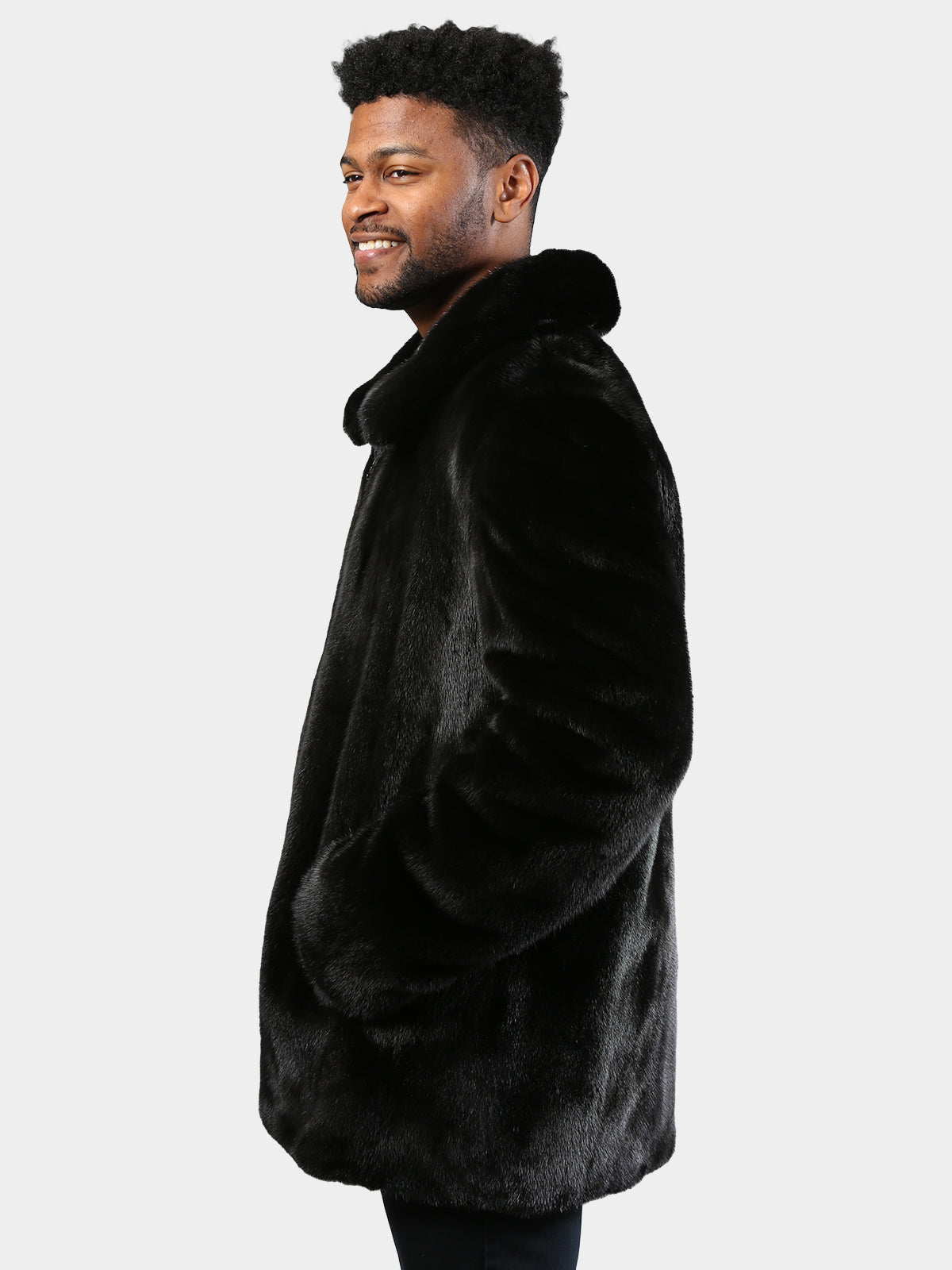Man's Ranch Mink Fur Jacket Reversing to Rain Taffeta