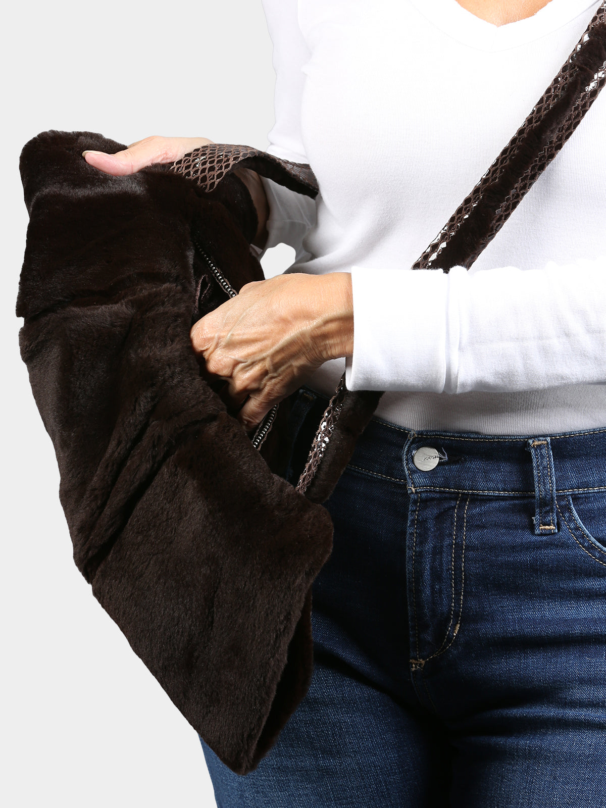 Women's Brown Rex Rabbit Fur Muff