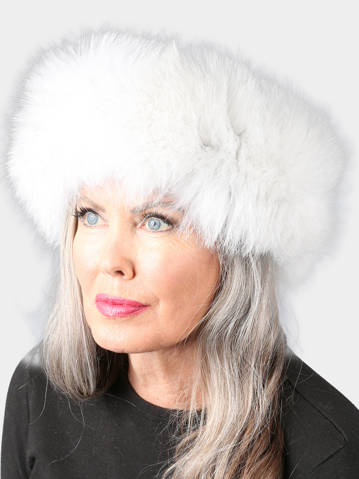 Woman's Natural Blue Fox Fur Headband