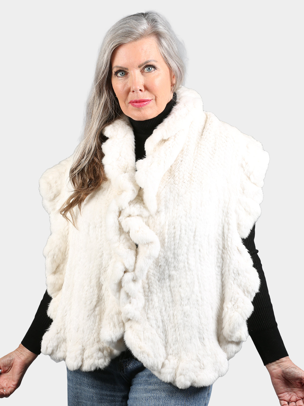 Women's White Knitted Mink Fur Stole