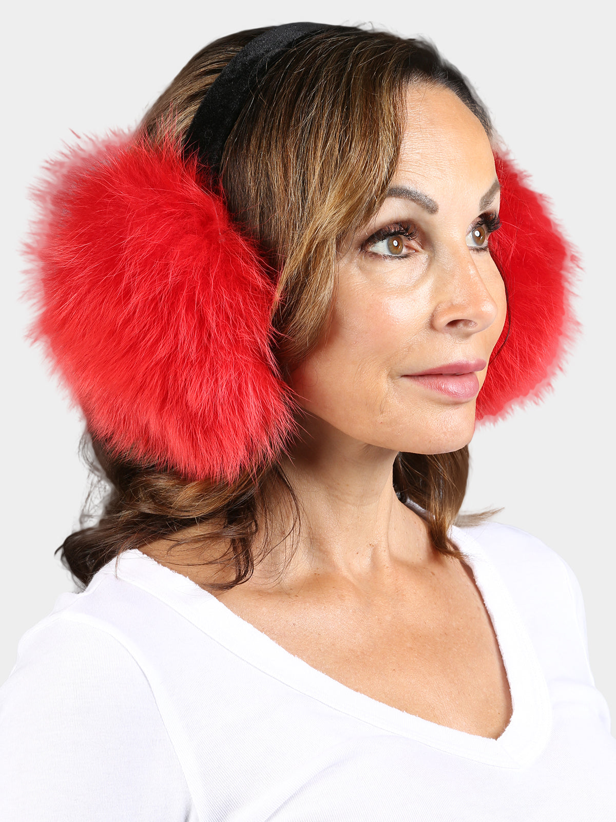 Women's Dyed Red Fox Fur Earmuffs