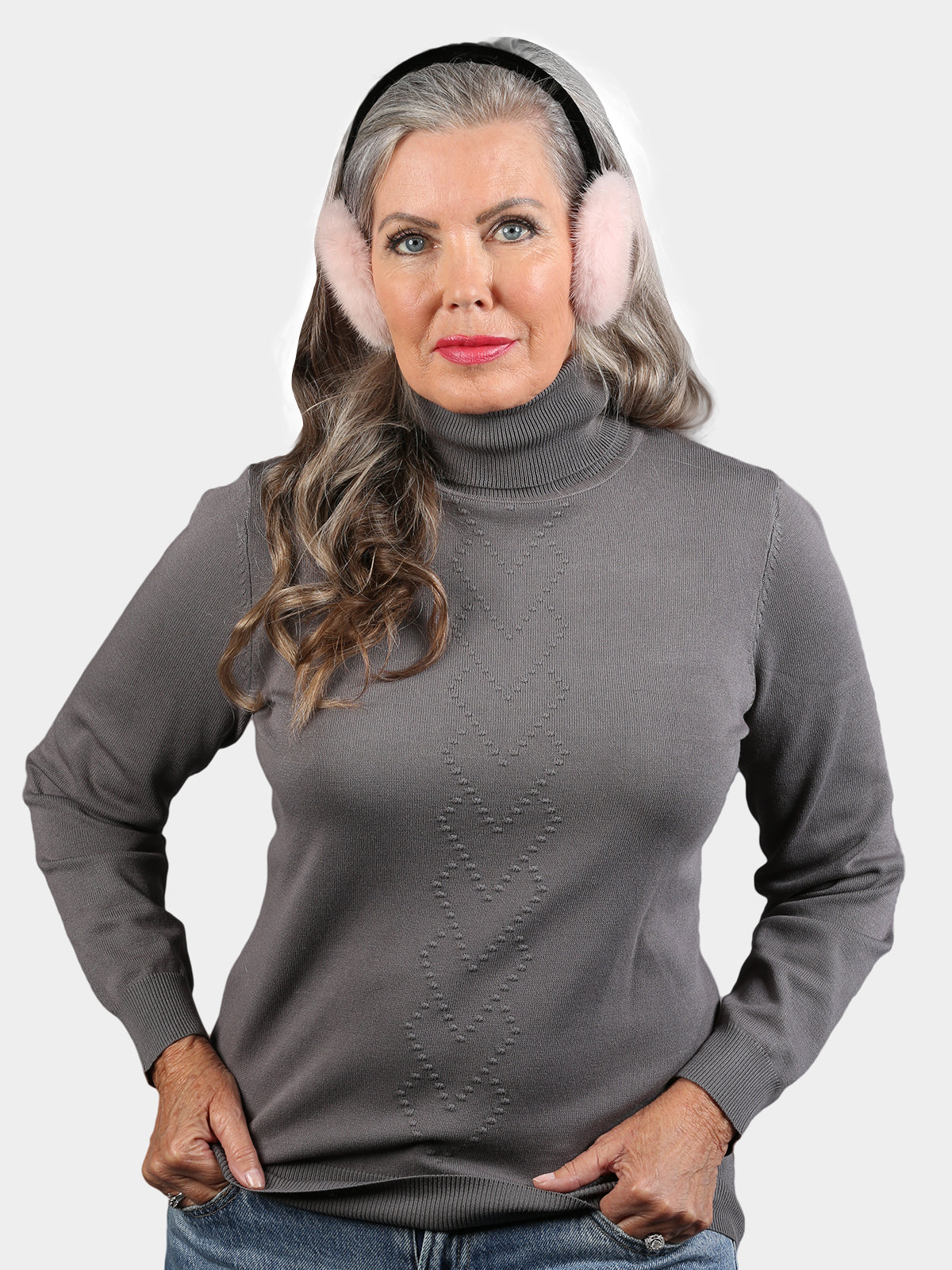 Women's Dyed Soft Pink Mink Fur Earmuffs