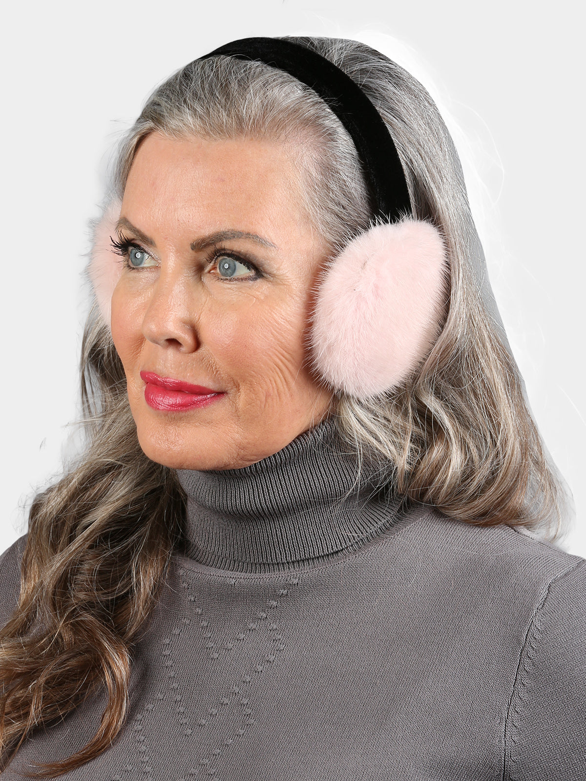 Women's Dyed Soft Pink Mink Fur Earmuffs