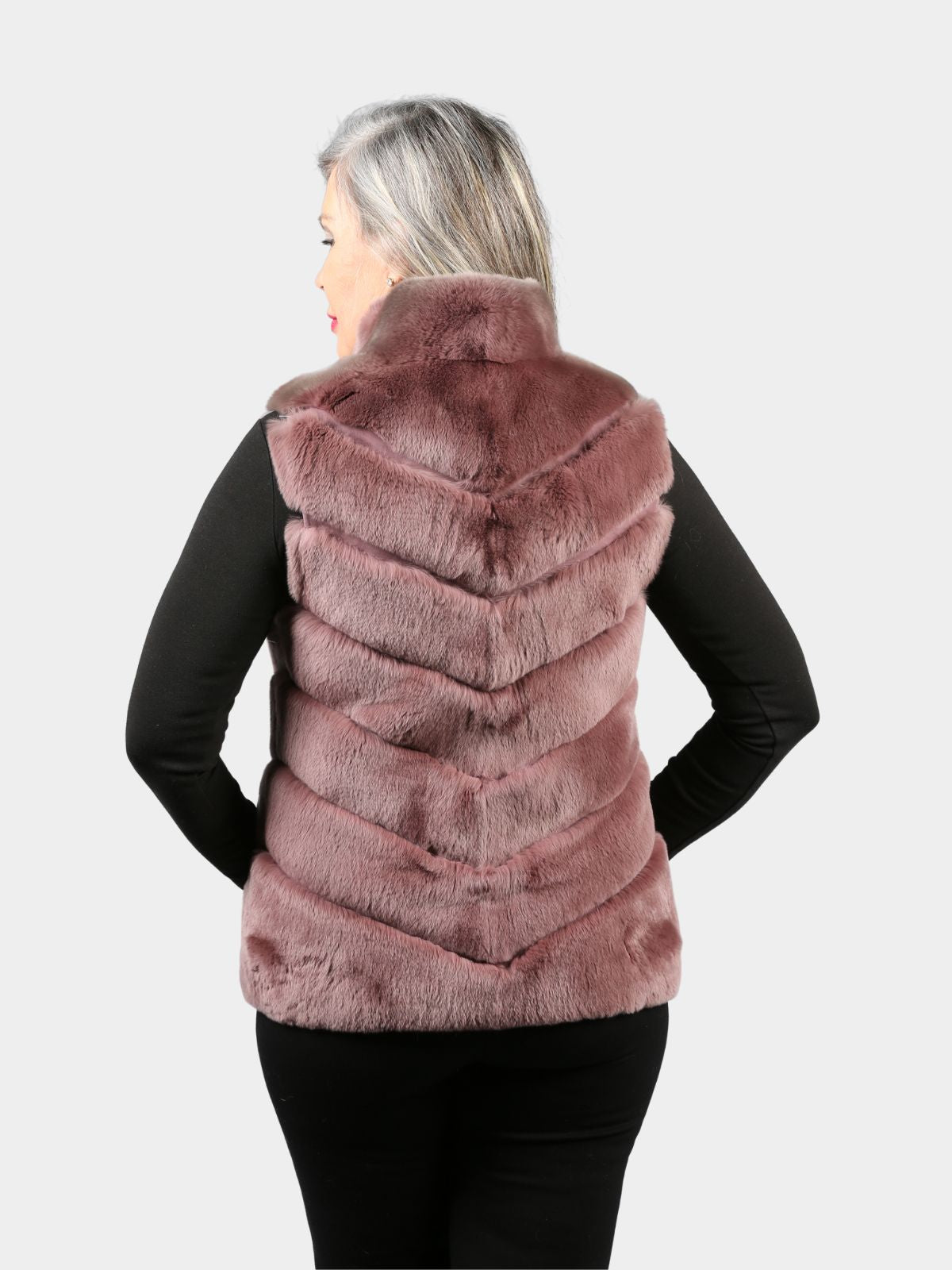 Women's Light Burgundy Rex Rabbit Fur Vest