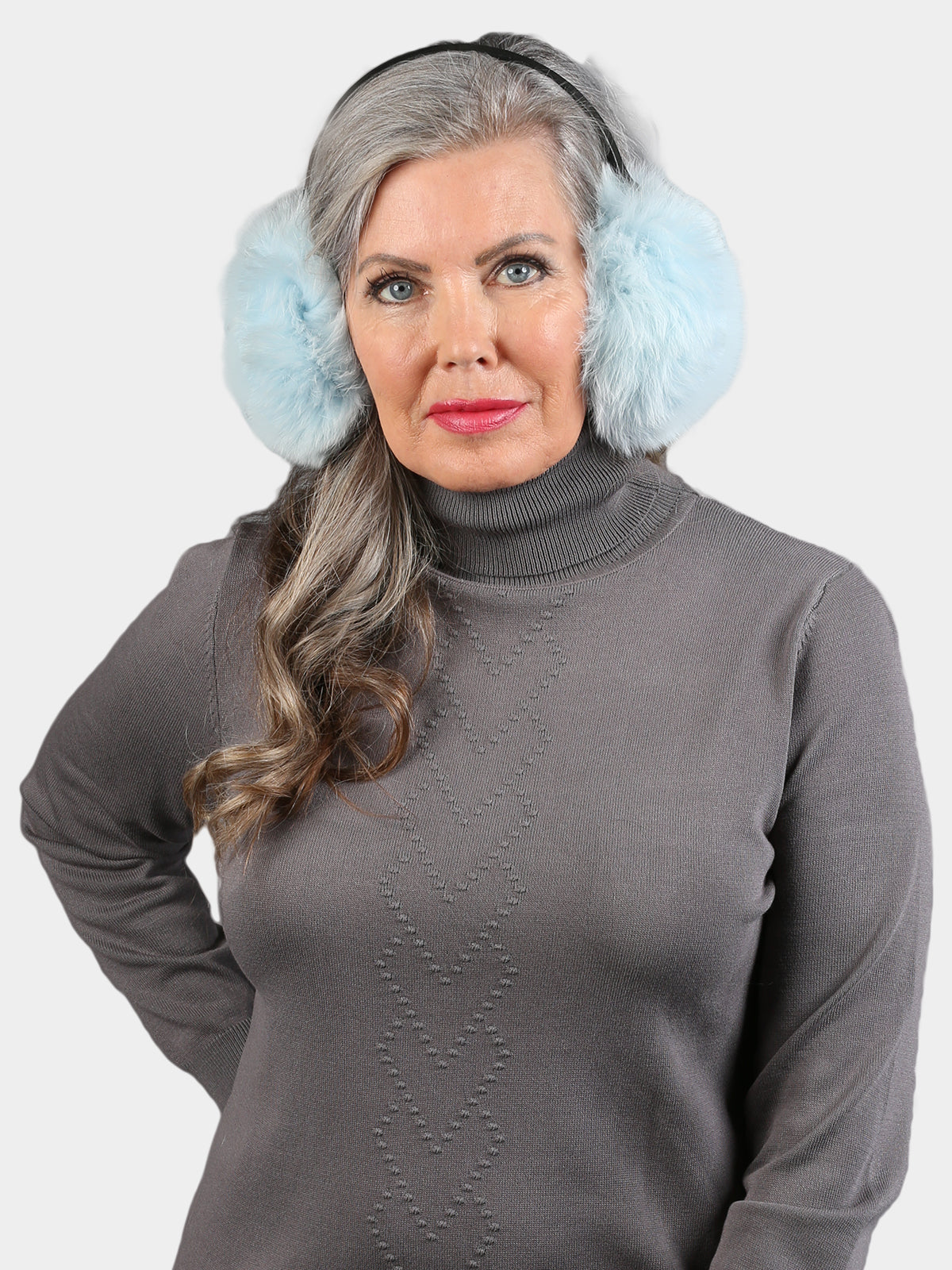 Women's Baby Blue Fox Fur Earmuffs
