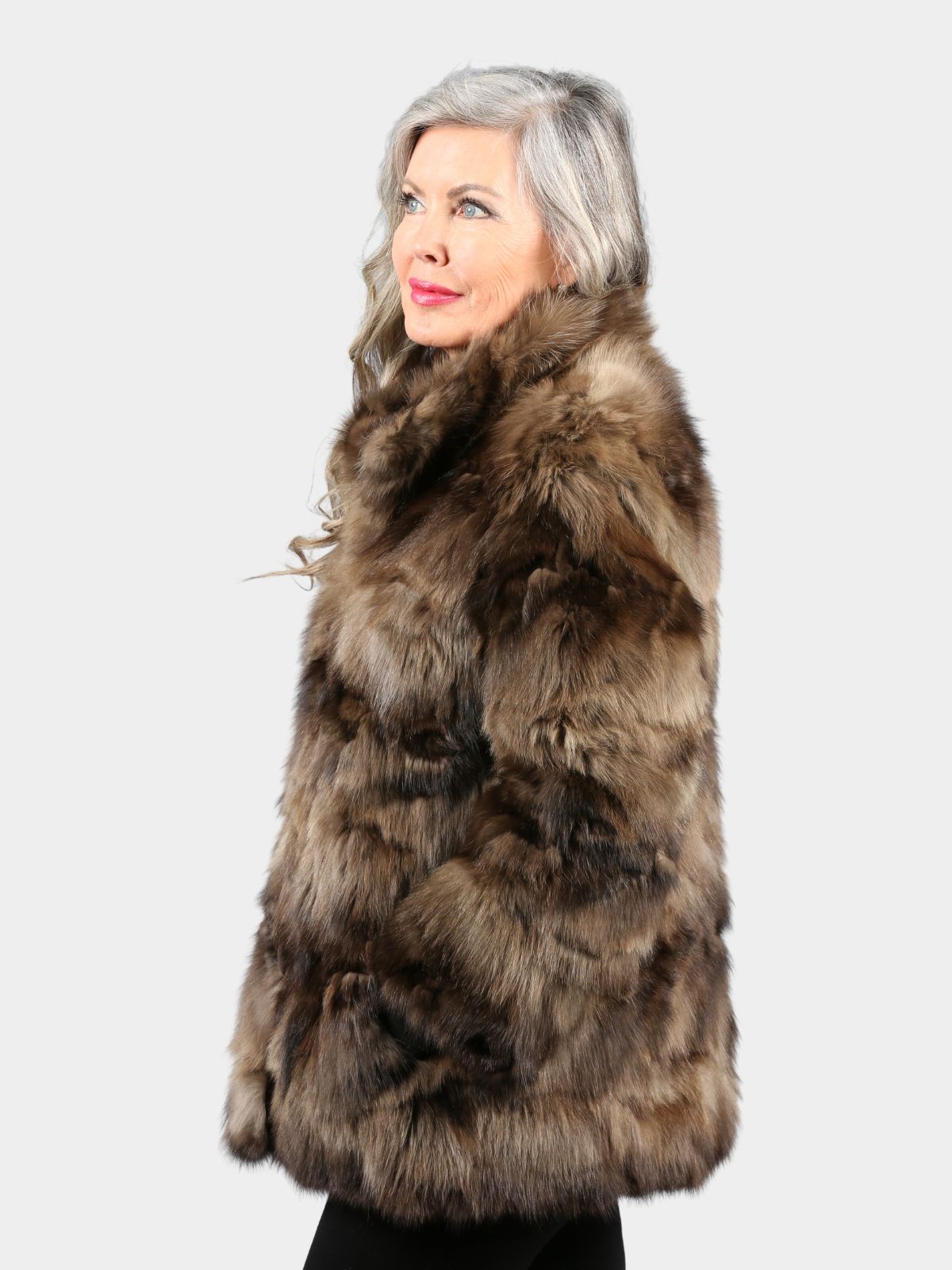 Women's Natural Sable Section Fur Stroller (Reversible)