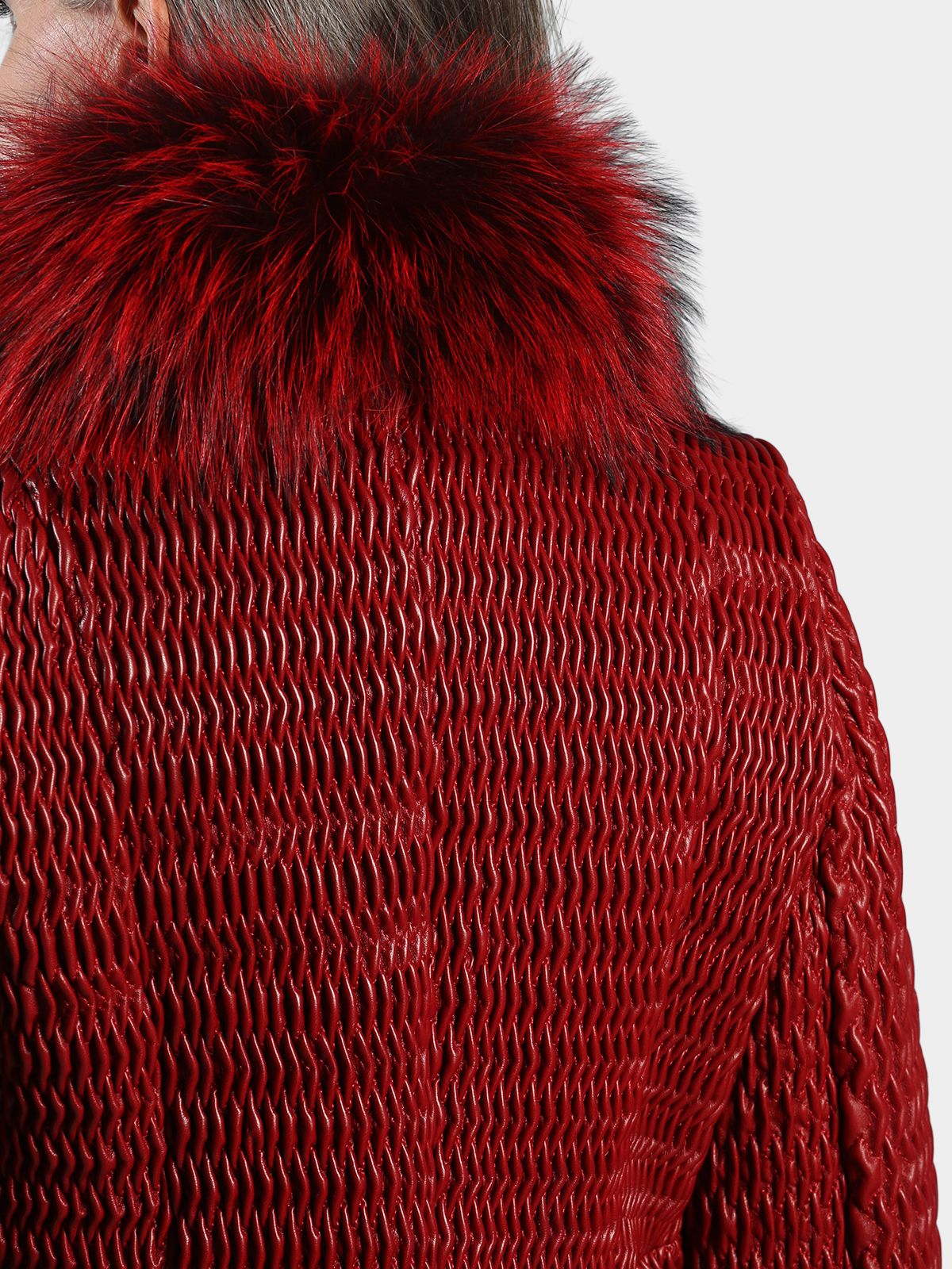 Woman's Flame Red Stretch Leather Jacket