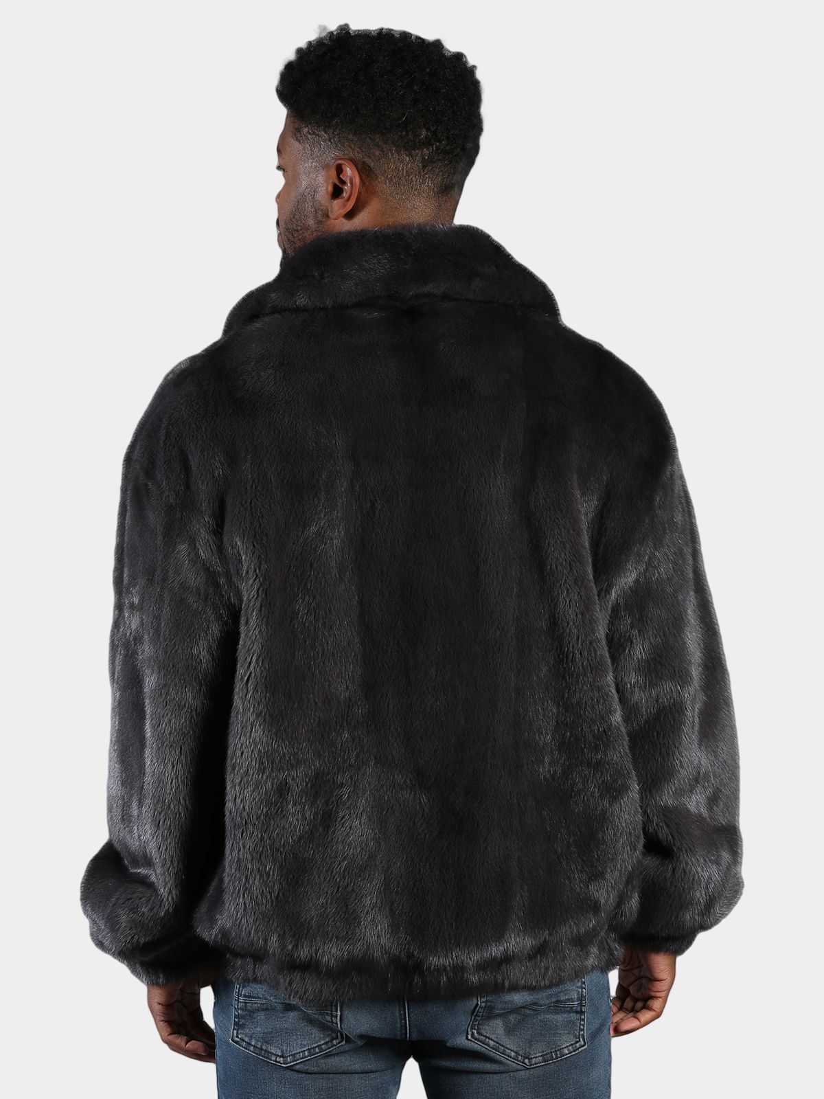 Man's Dyed Blue Iris Mink Fur Jacket