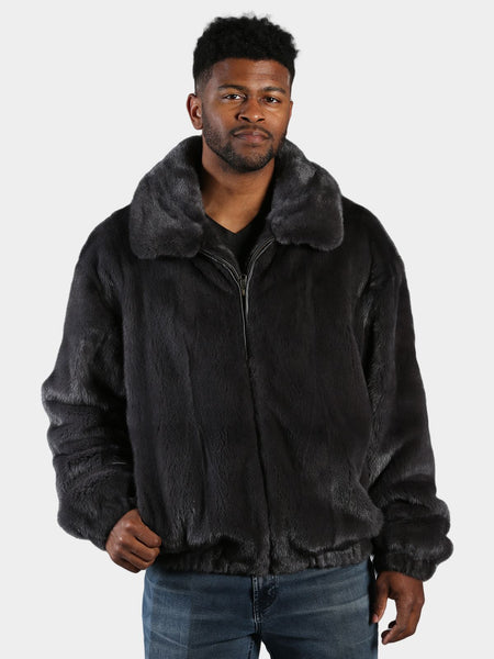 Man's Dyed Blue Iris Mink Fur Jacket