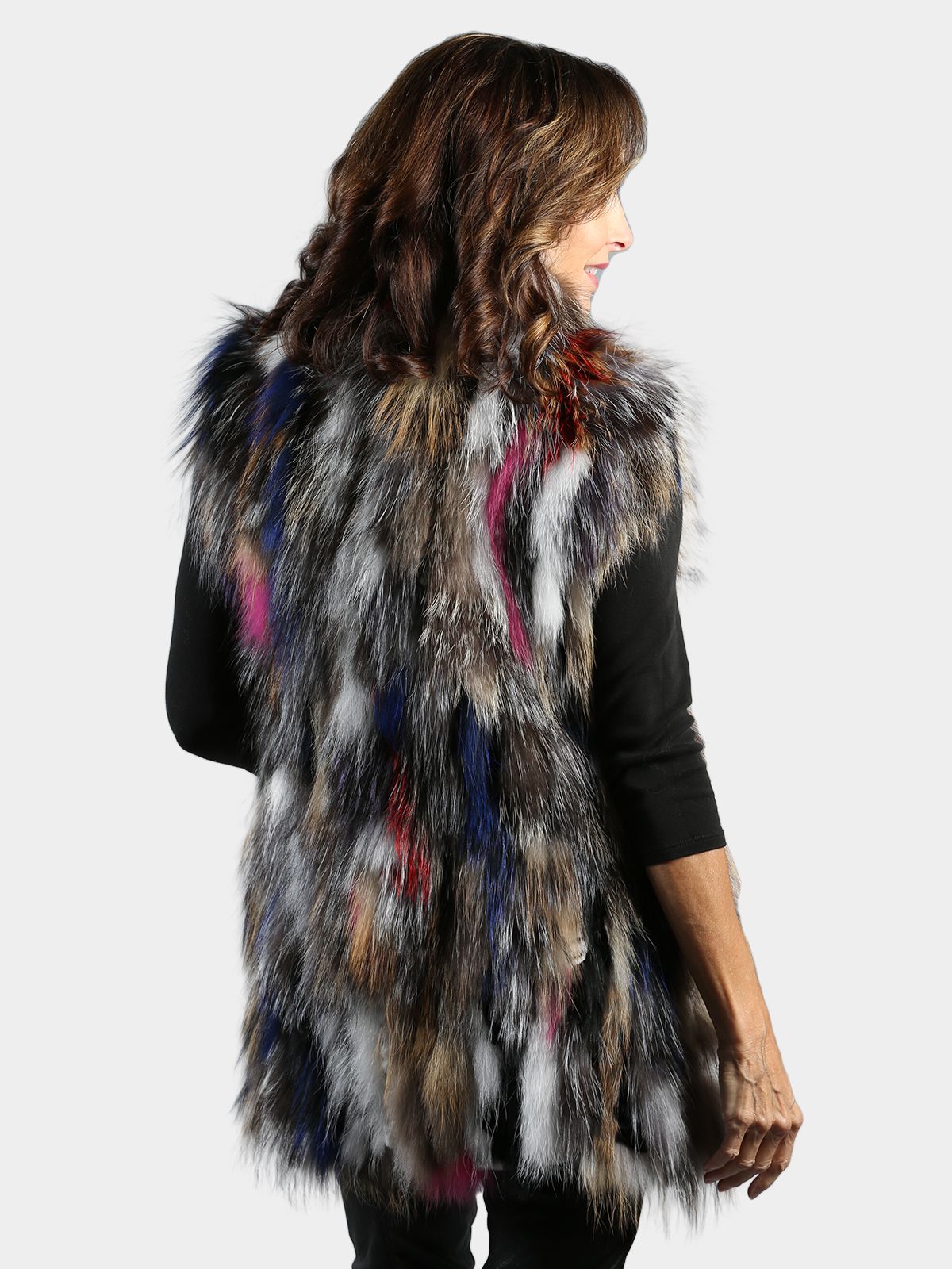Woman's Multicolor Fox and Rex Rabbit Fur Vest - Out of Stock - available via special order only - contact sales@dayfurs.com 