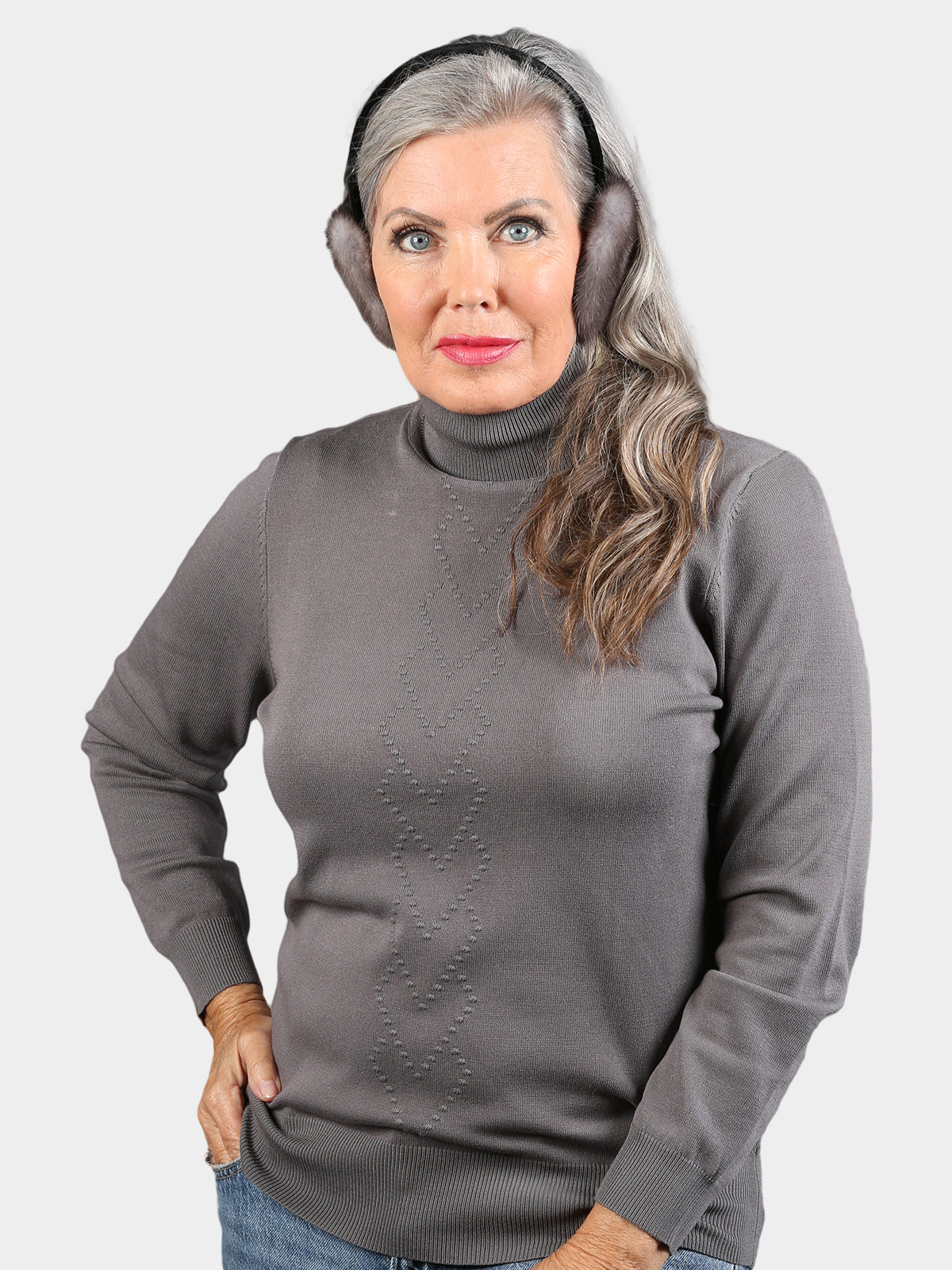 Woman's Blue Iris Mink Fur Earmuffs