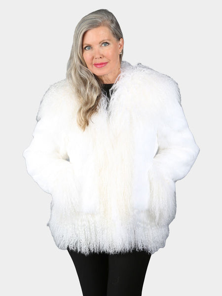 threetimes bunny fur coat オフホワイト　22 threetimes bunny fur coat コート ivory