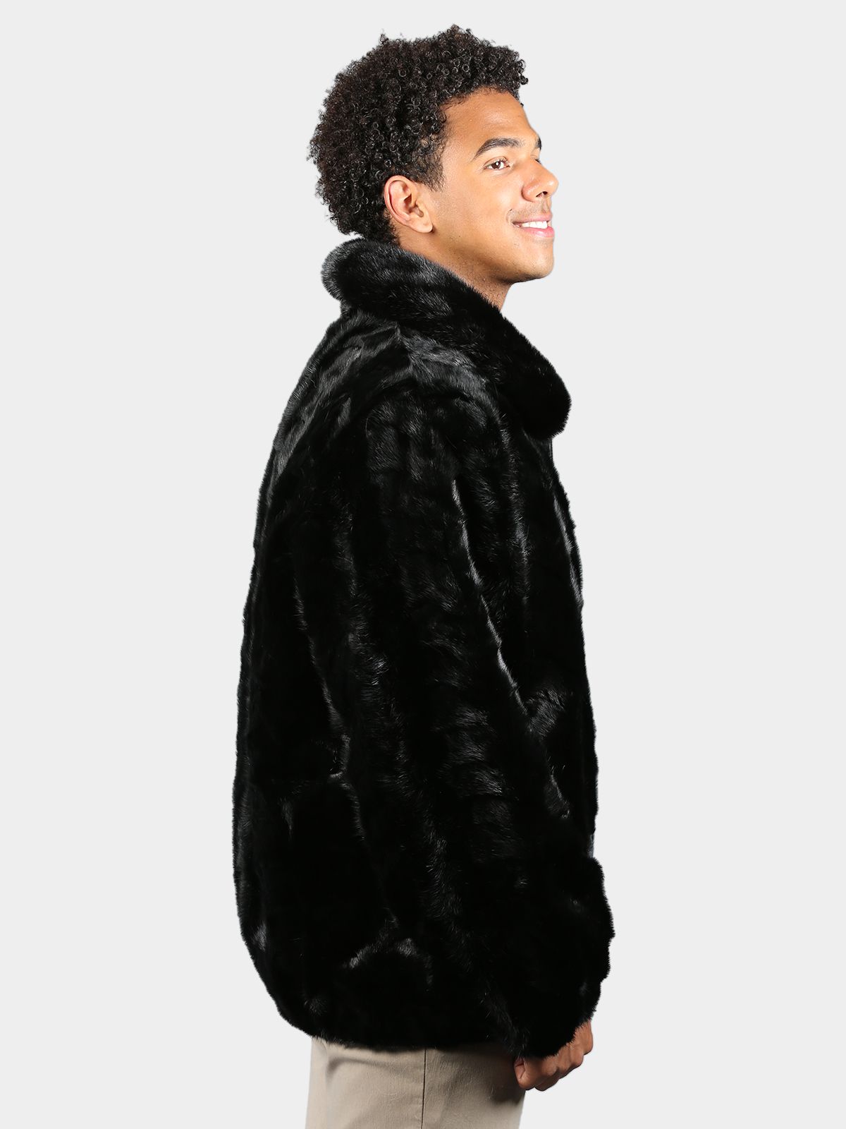 Man's Black Mink Section Fur Jacket