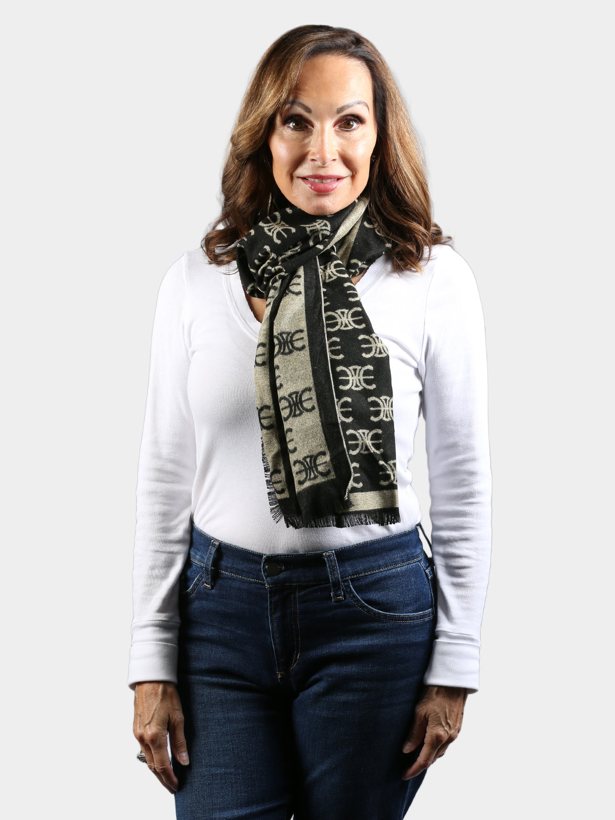 Woman's Black Emotif Woven Knit Scarf