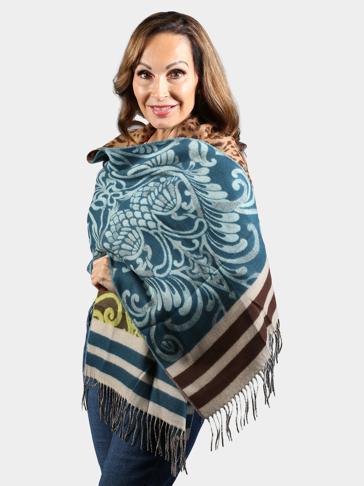 Woman's Petrol Cashmere Scarf