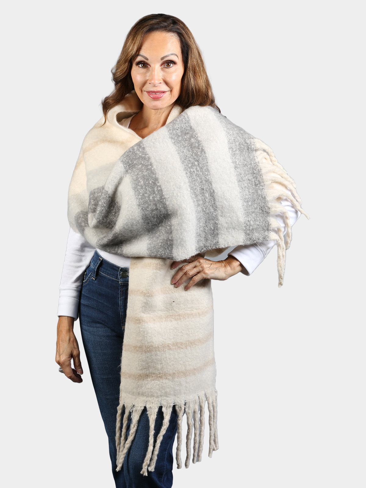 Women's Gray Fabric Scarf