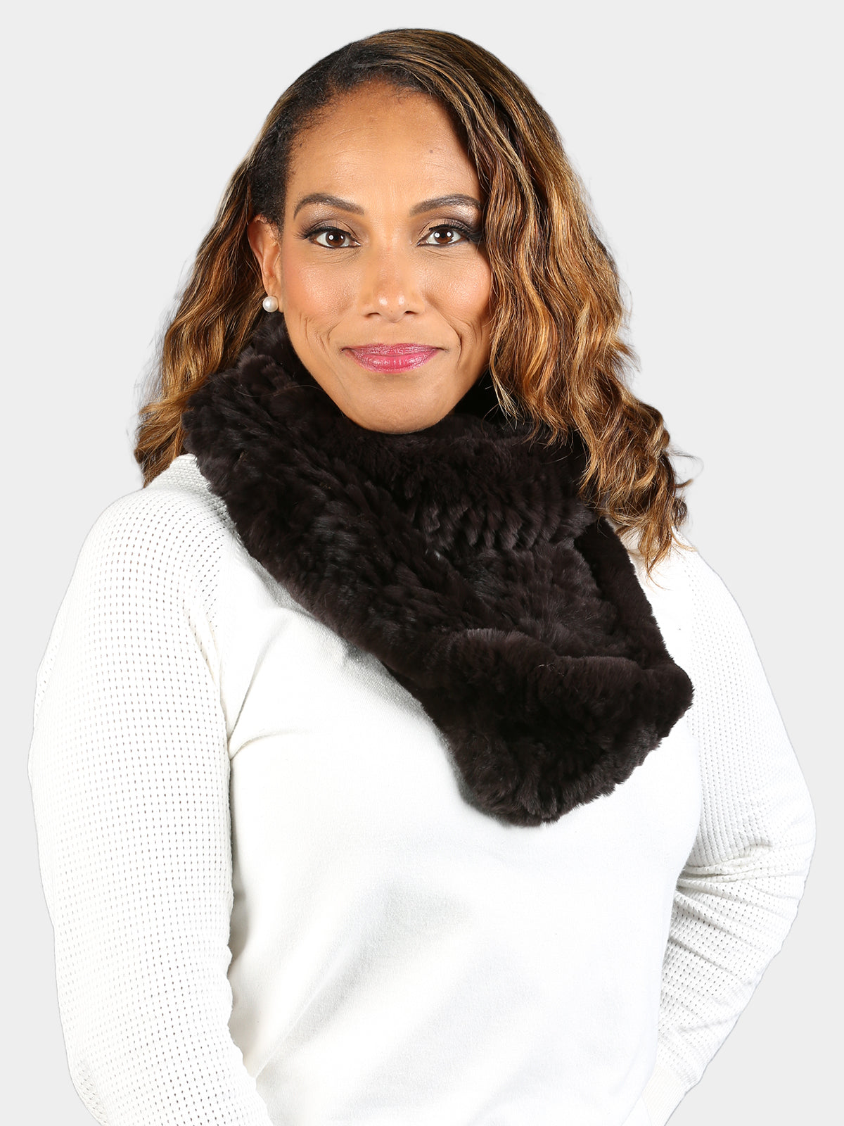 Women's Brown Knitted Rex Scarf