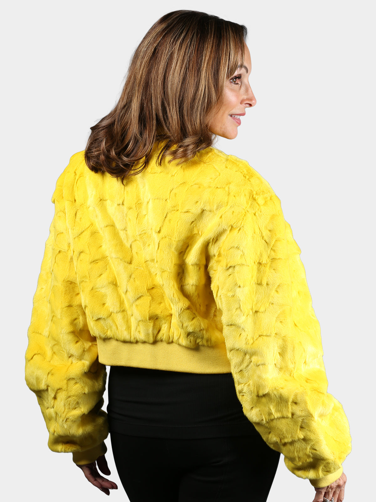 Women's Yellow Mink Section Fur Jacket