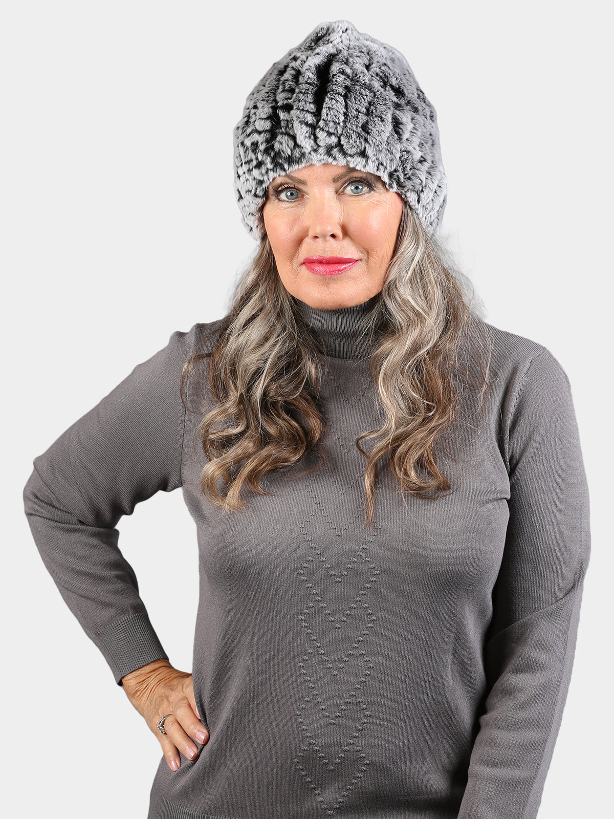 Women's Snowtop Knitted Rex Fur Hat