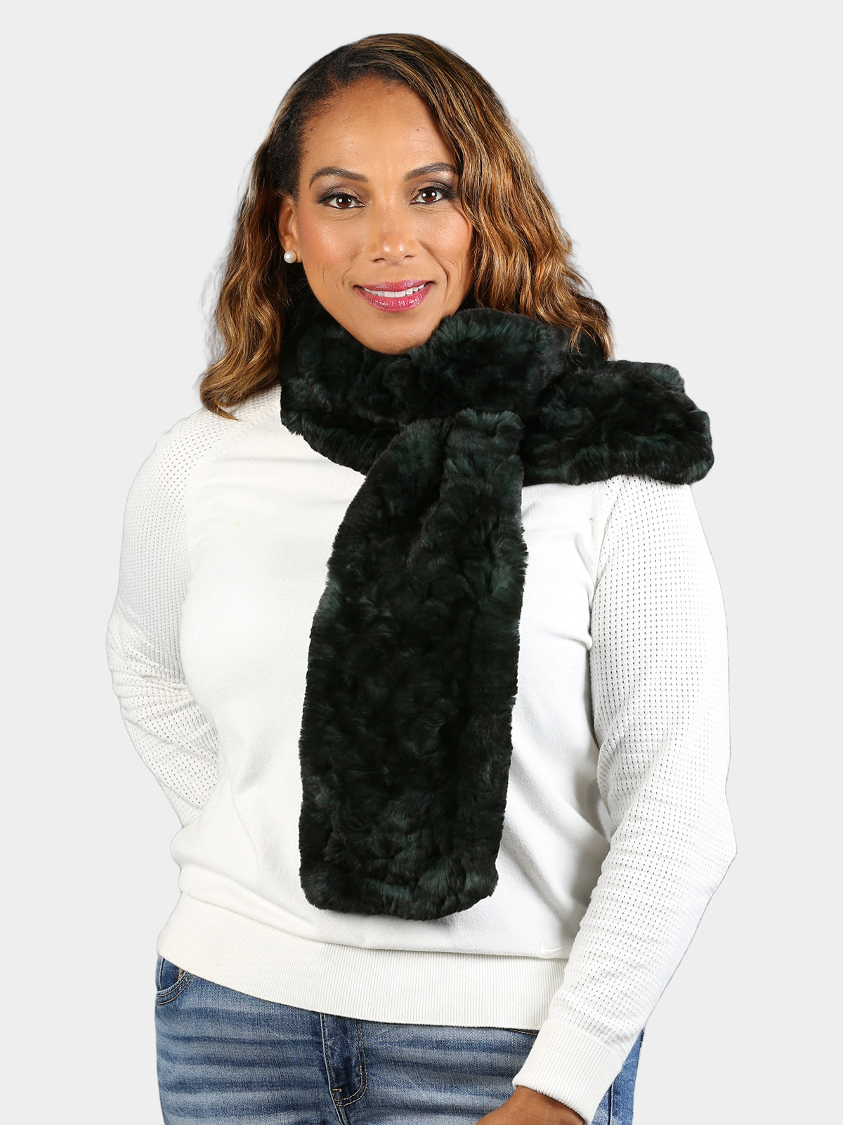 Women's Hunter Green Knitted Rex Scarf