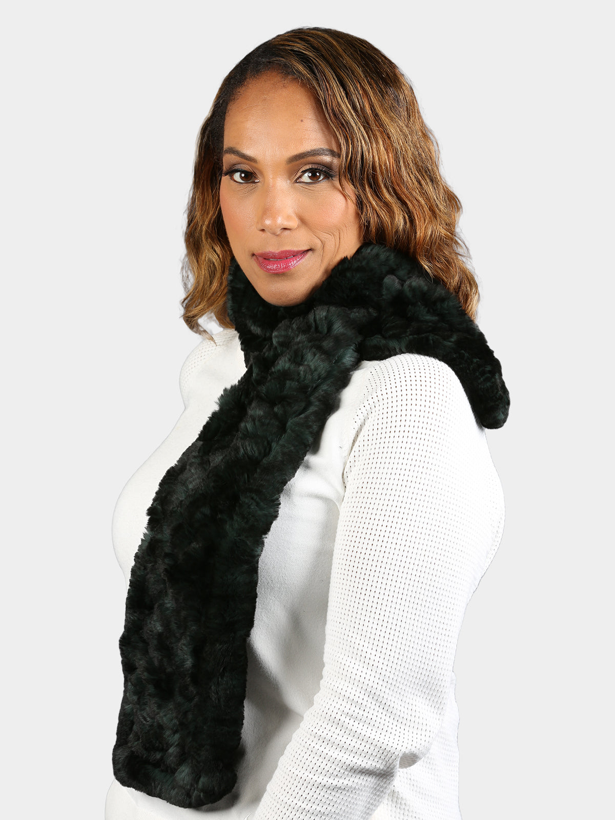 Women's Hunter Green Knitted Rex Scarf