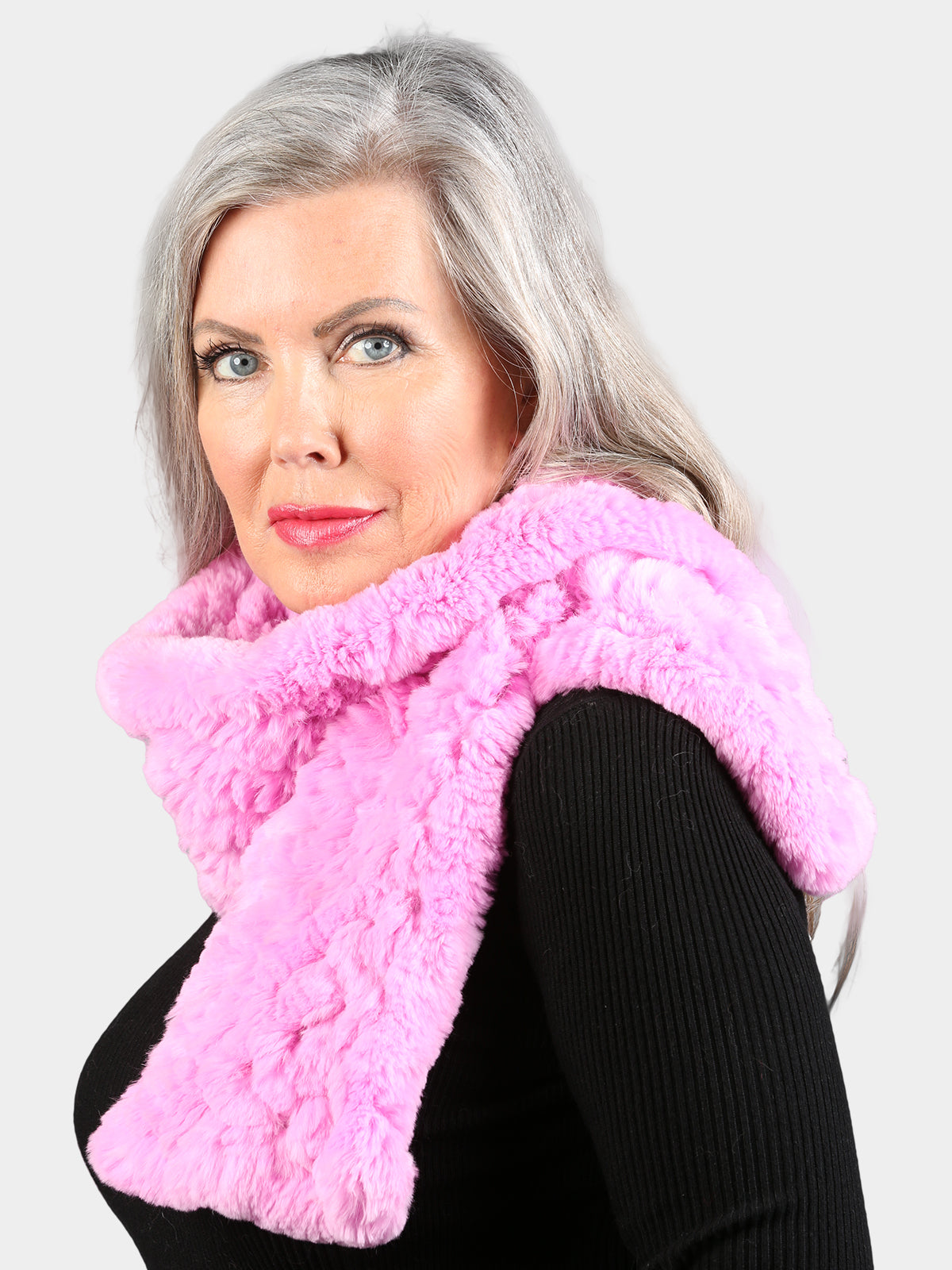 Women's Pink Knitted Rex  Scarf