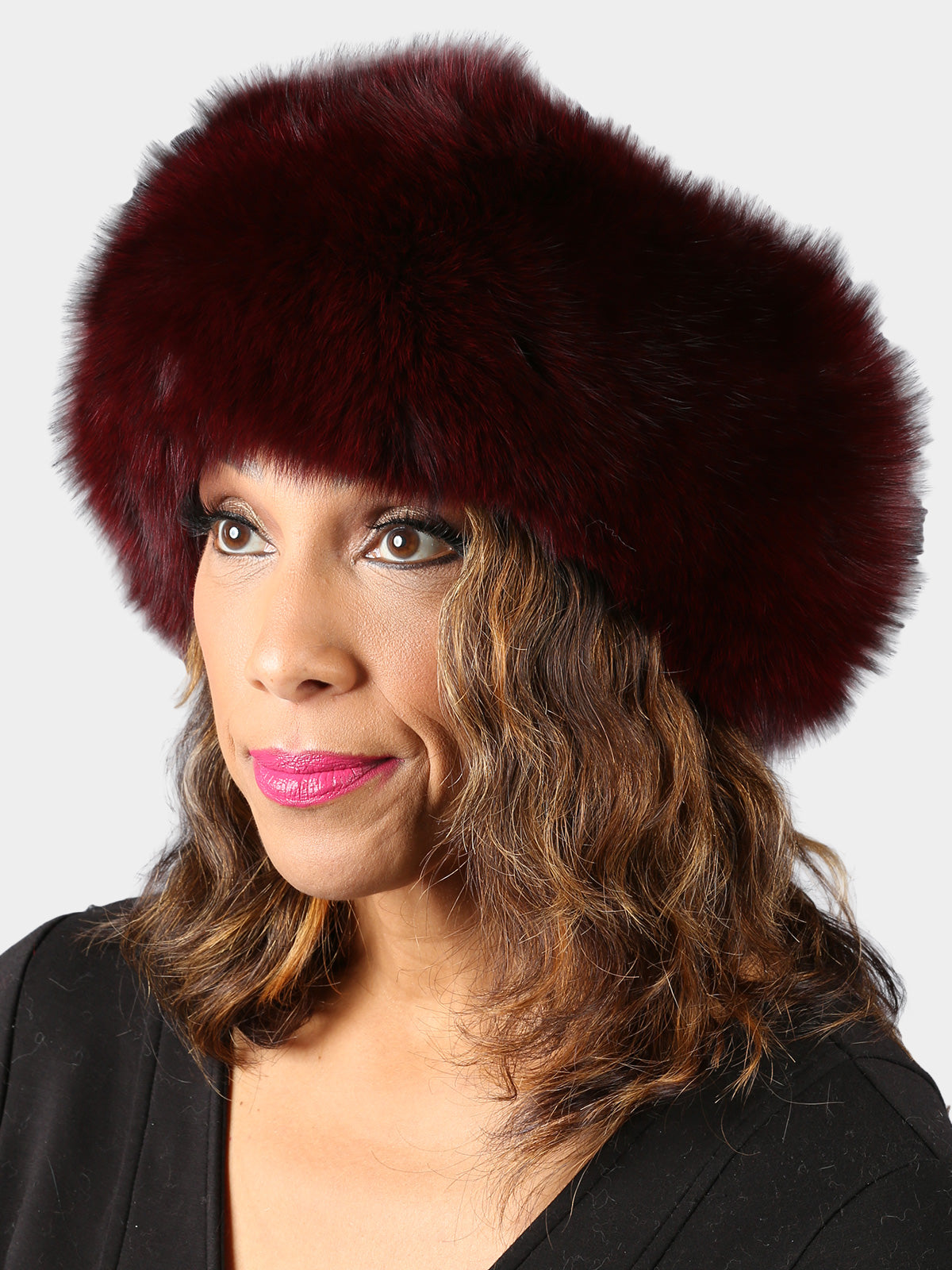 Woman's Burgundy Fox Fur Headband
