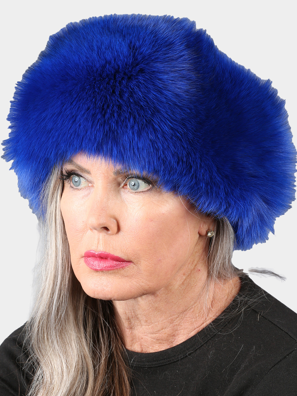 Woman's Royal Blue Fox Fur Headband