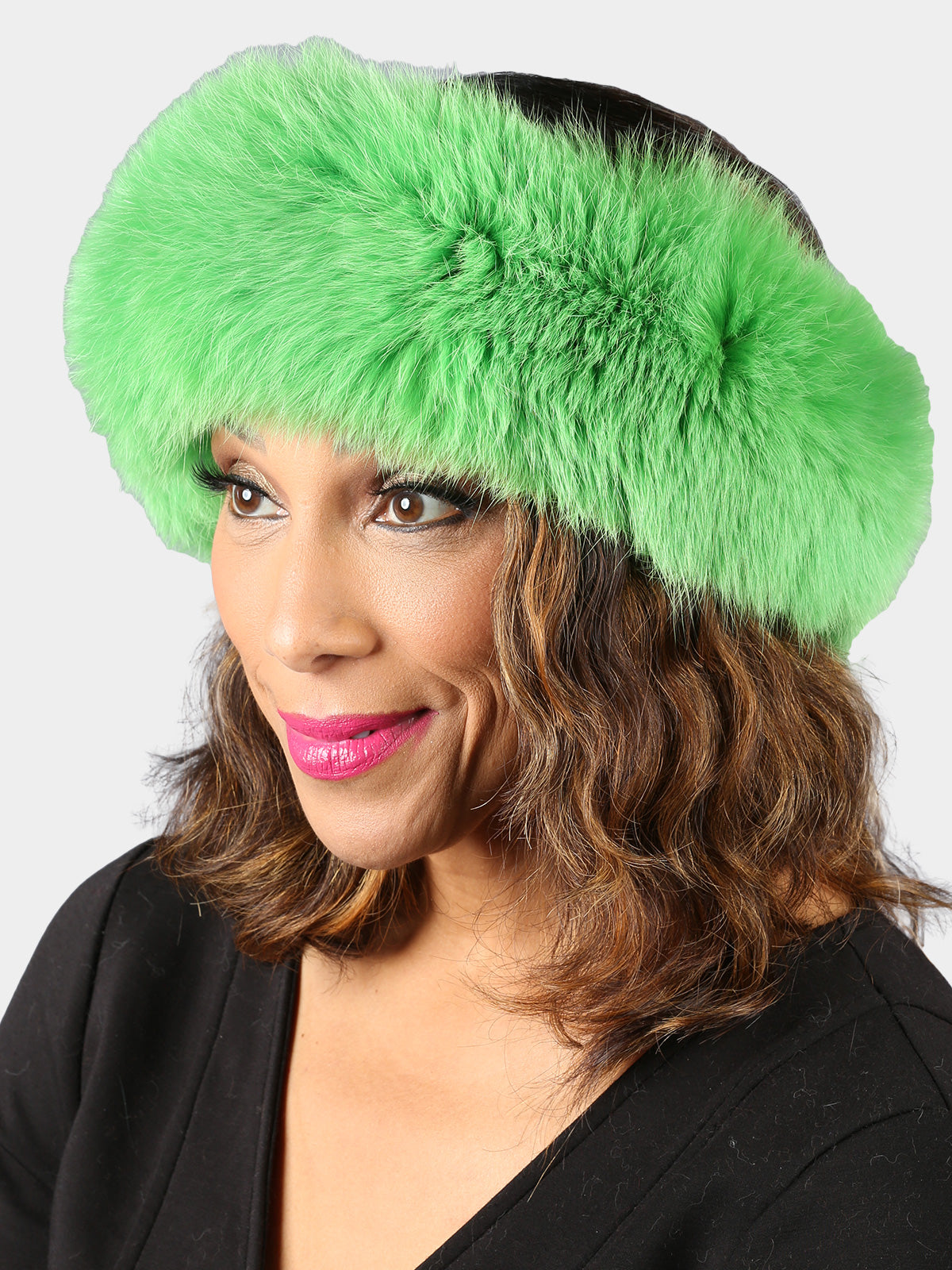 Woman's Bright Green Fox Fur Headband