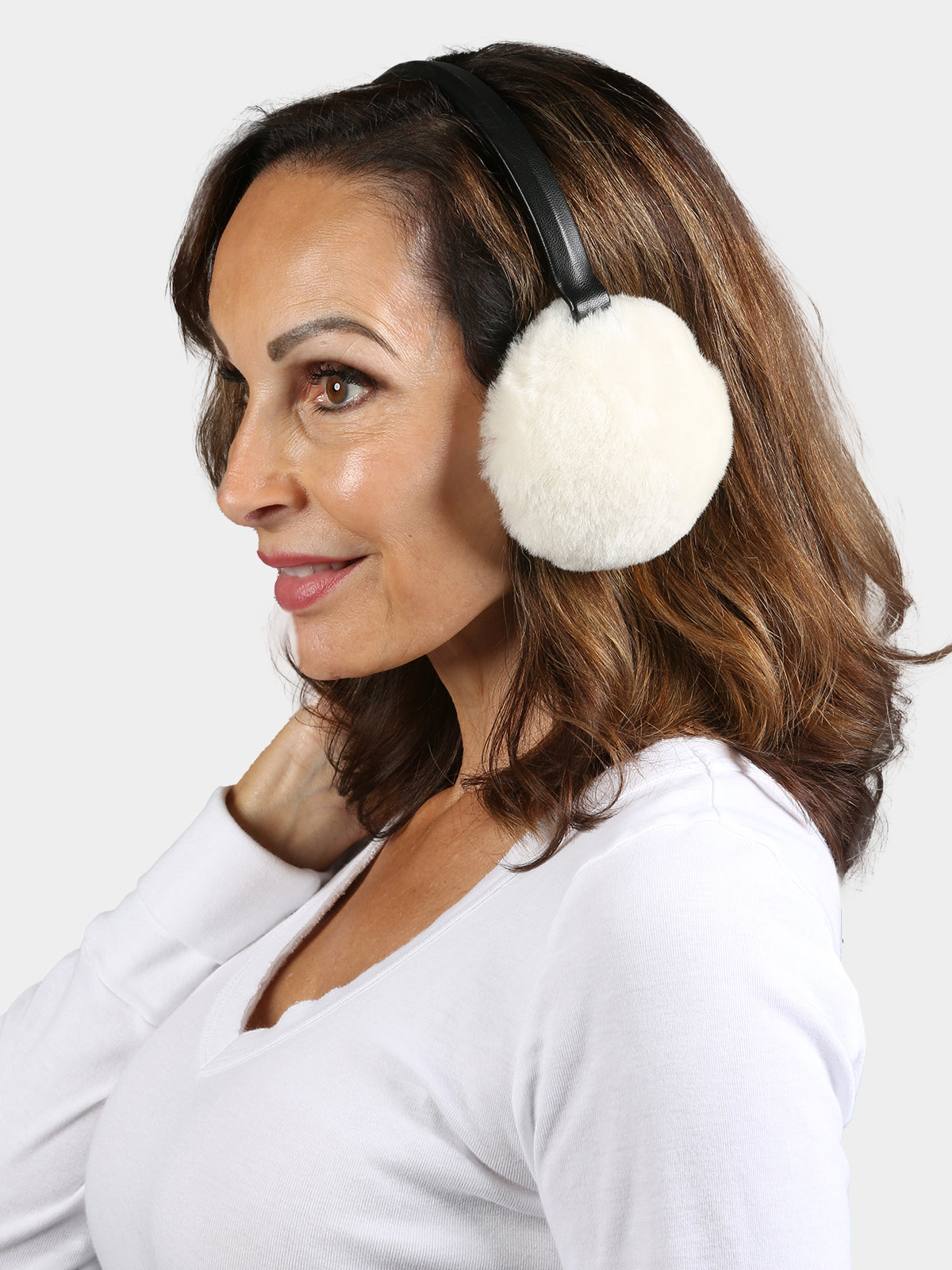 Women's White Shearling Lamb Fur Earmuffs