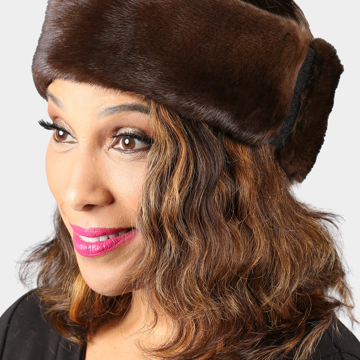 Brown Fur Velcro Bloomindales Head Band Fur Headband - Dark Brown Fox Fur - Dimitrios Furs main image 3