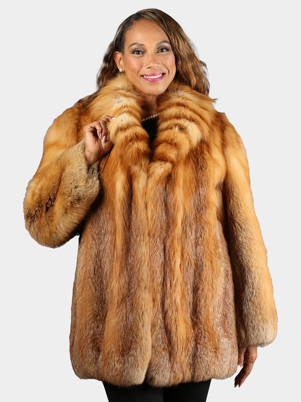 Women's Natural Red Fox Fur Stroller