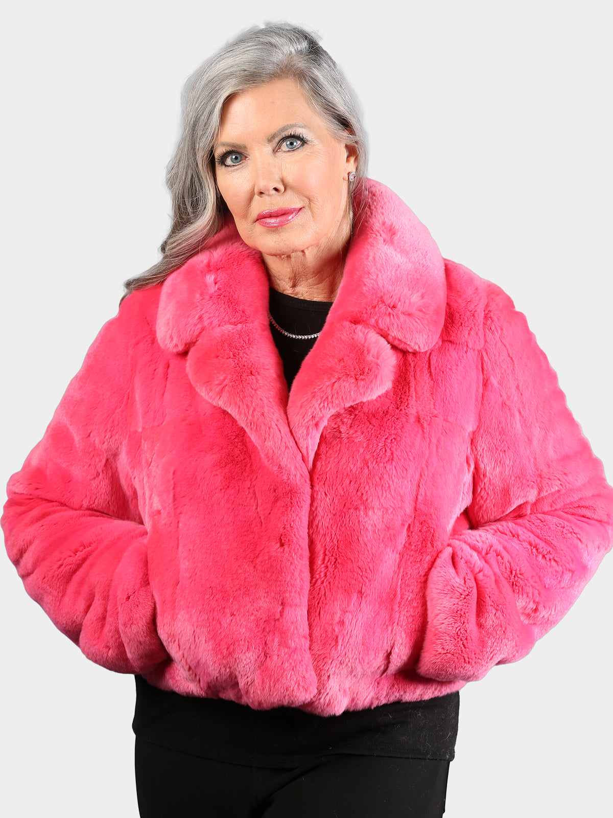 Women's Hot Pink Rex Rabbit Jacket